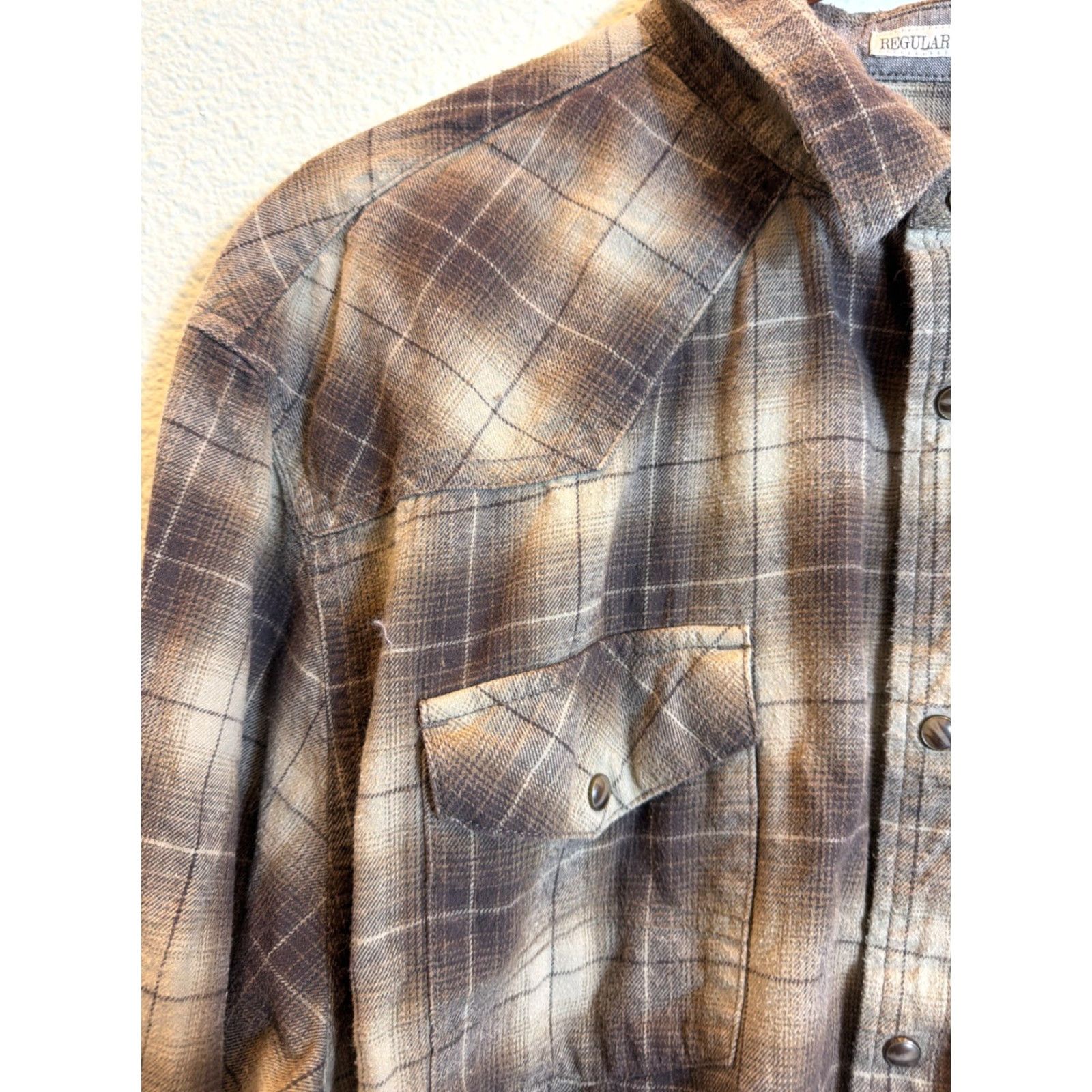 Cody James Cody James Mens 2XL Long Sleeve Pearl Snap Flannel Brown Plaid Shirt Cotton Size US XXL / EU 58 / 5 - 4 Thumbnail