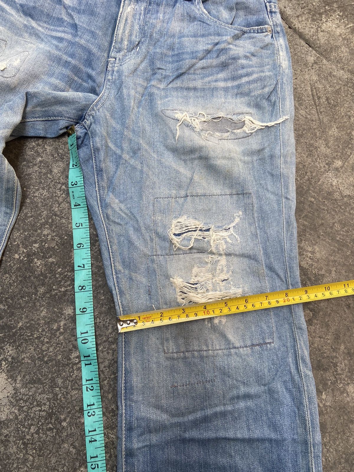 Beauty Beast 6 rage blue jeans LGB Distressed decontructed patchwork Size US 32 / EU 48 - 11 Thumbnail