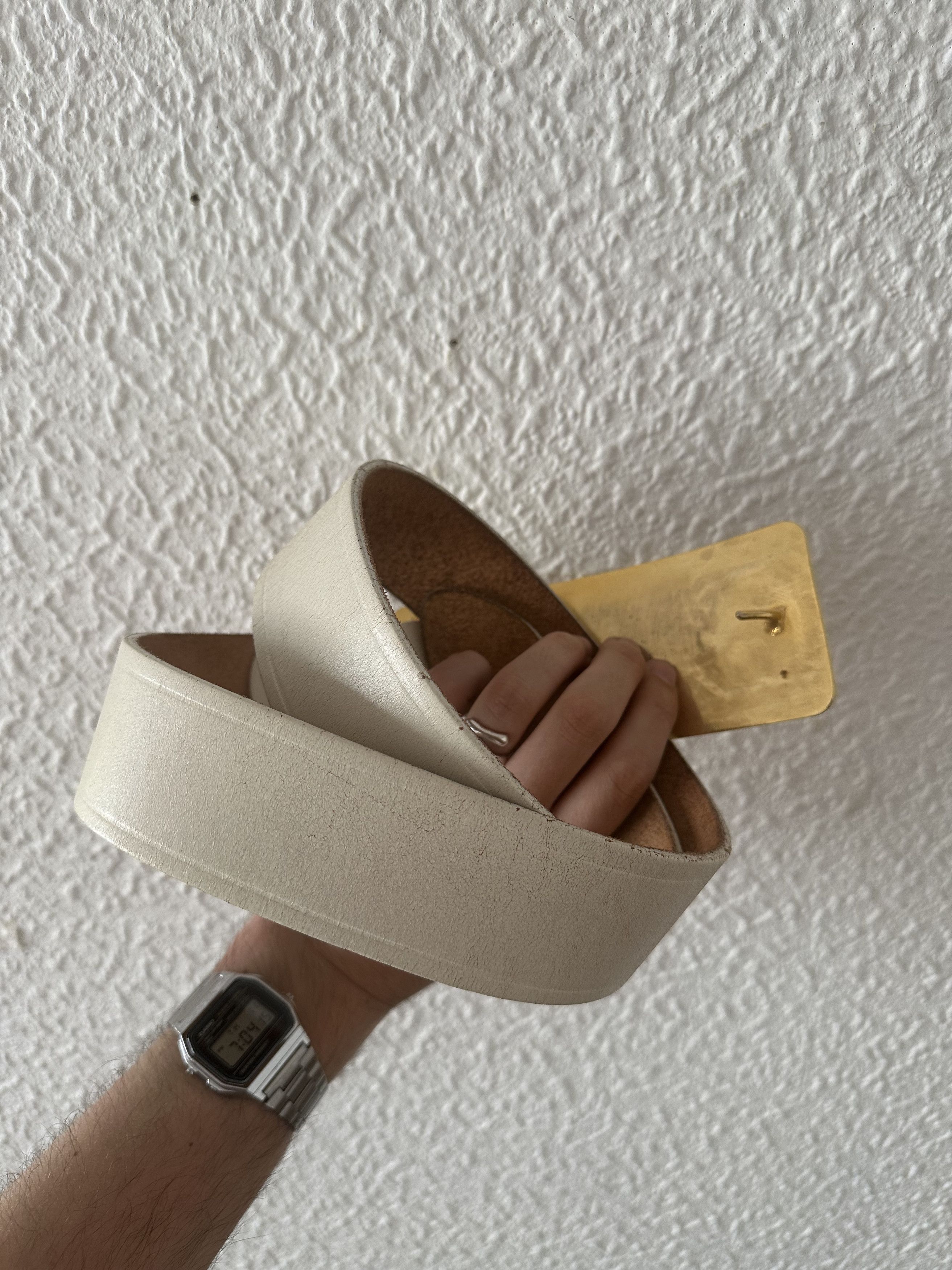 Walter Van Beirendonck 🤍 W&LT Leather Belt w/ Engraved Buckle — Archive Size ONE SIZE - 2 Thumbnail