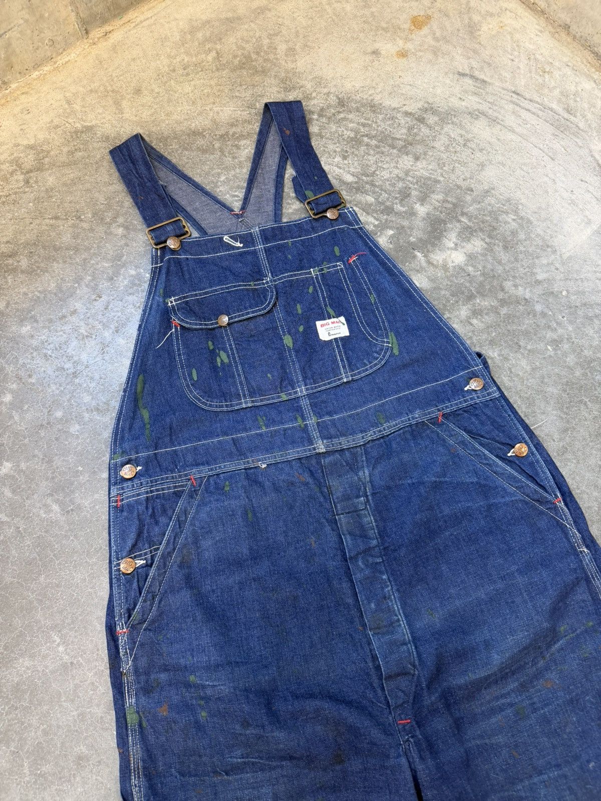 Vintage 50s 60s Big Mac Denim Overalls Paint Splatter Size US 36 / EU 52 - 4 Thumbnail