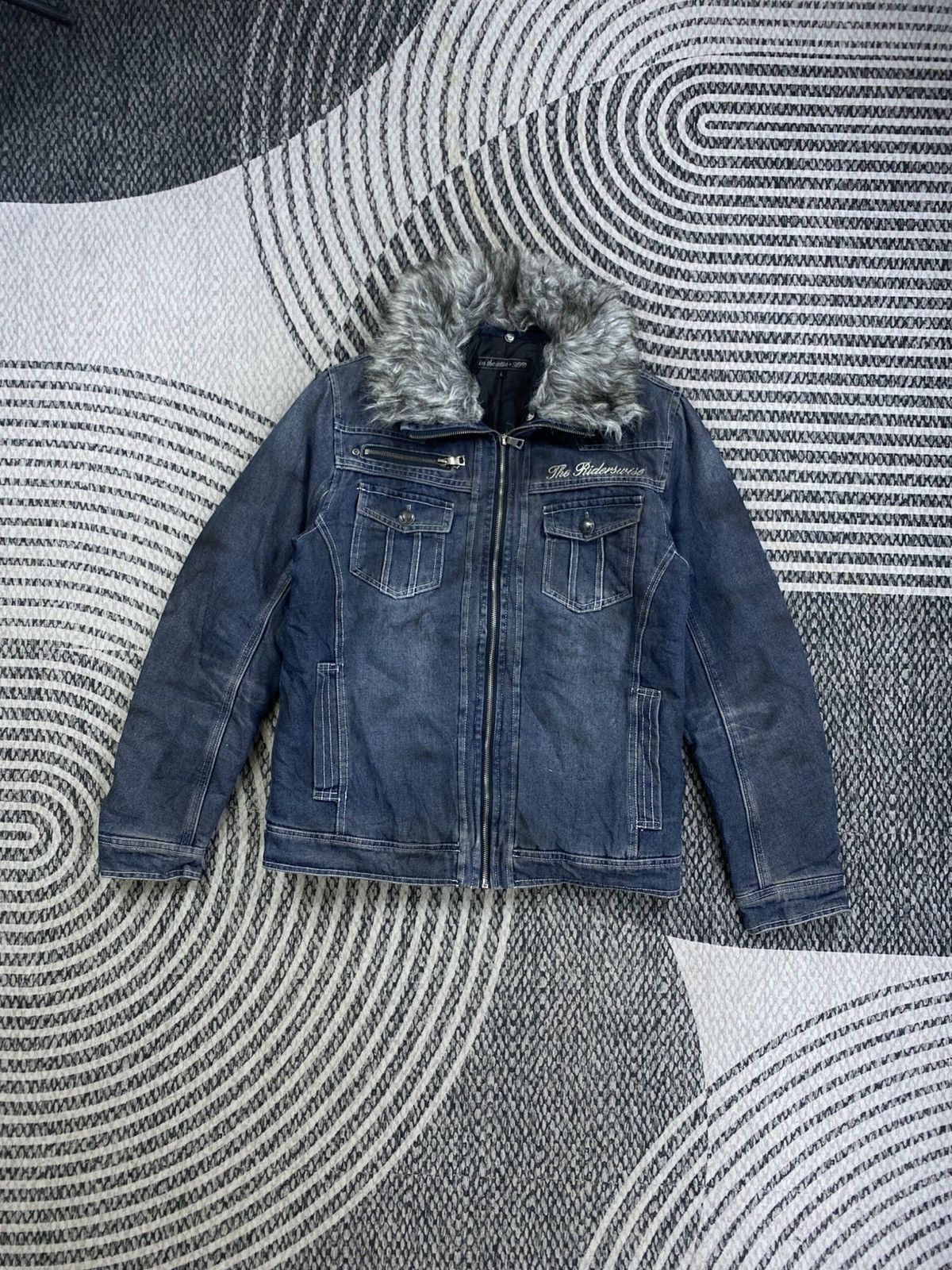 In The Attic Vintage In The Attic Denim Fur Bikers Jacket Size US M / EU 48-50 / 2 - 1 Thumbnail