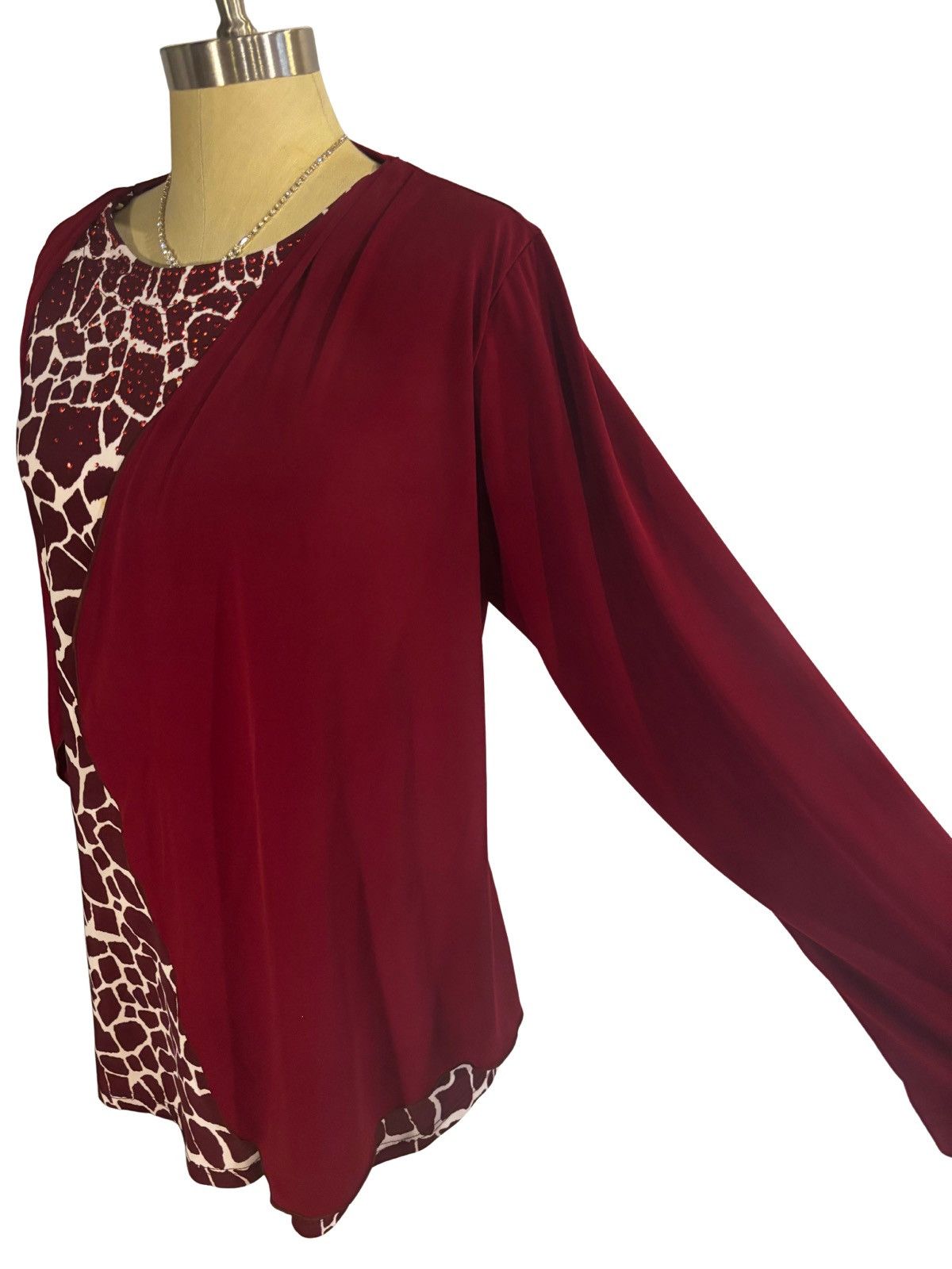 Other Burgundy cardigan Blouse w.beads details.wb2442 Size XXL / US 16-18 / IT 52-54 - 8 Thumbnail