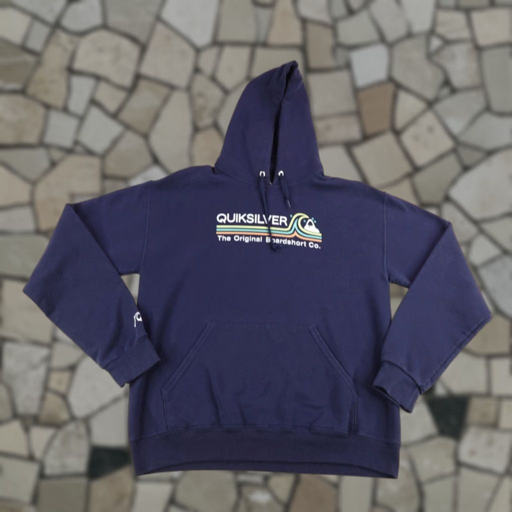 Quiksilver VINTAGE Quiksilver Hoodie Mens M Blue Graphic Print Hooded Pockets Pullover Sweatshirt Beach Outdoor 90s Skating Mens Size US M / EU 48-50 / 2 - 1 Thumbnail