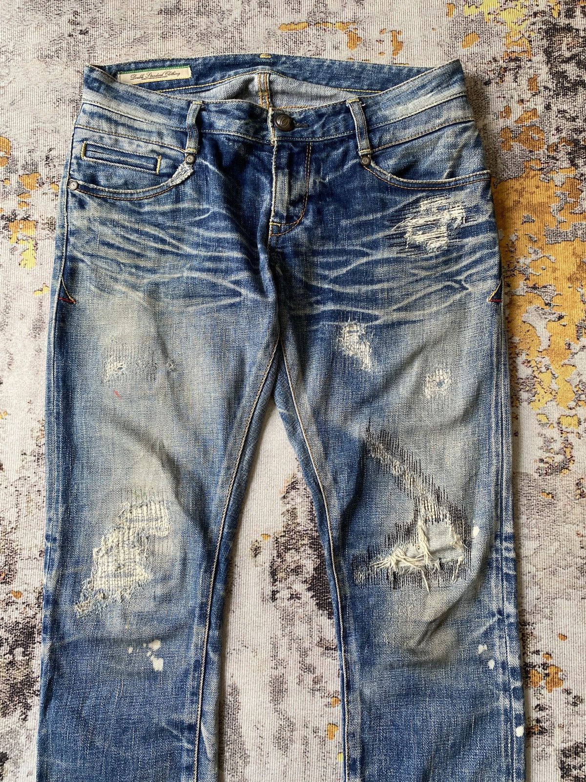 Japanese Brand Double Standard Clothing Japan Distressed Honeycomb Selvedge Size US 30 / EU 46 - 3 Thumbnail