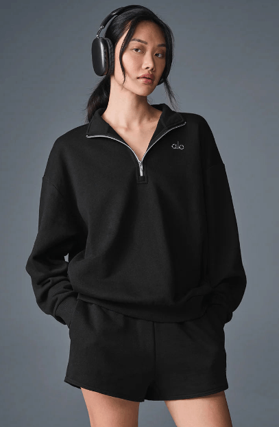 Alo ALO 'Accolade' Black Quarter Zip Pullover Size US S / EU 44-46 / 1 - 1 Preview