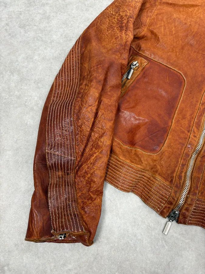 Vintage 2000s Massimo Rebecchi Cognac Biker Leather Jacket Size US M / EU 48-50 / 2 - 8 Thumbnail