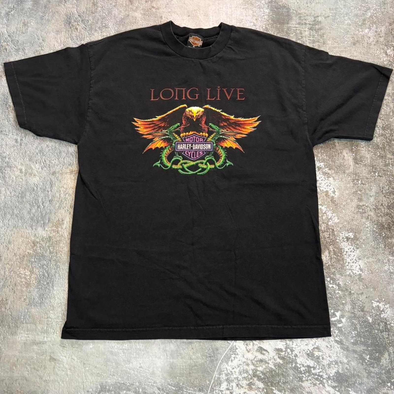 Vintage Vintage 90s Harley Davidson Dragon T Shirt. Black & Purple Size US XL / EU 56 / 4 - 1 Thumbnail