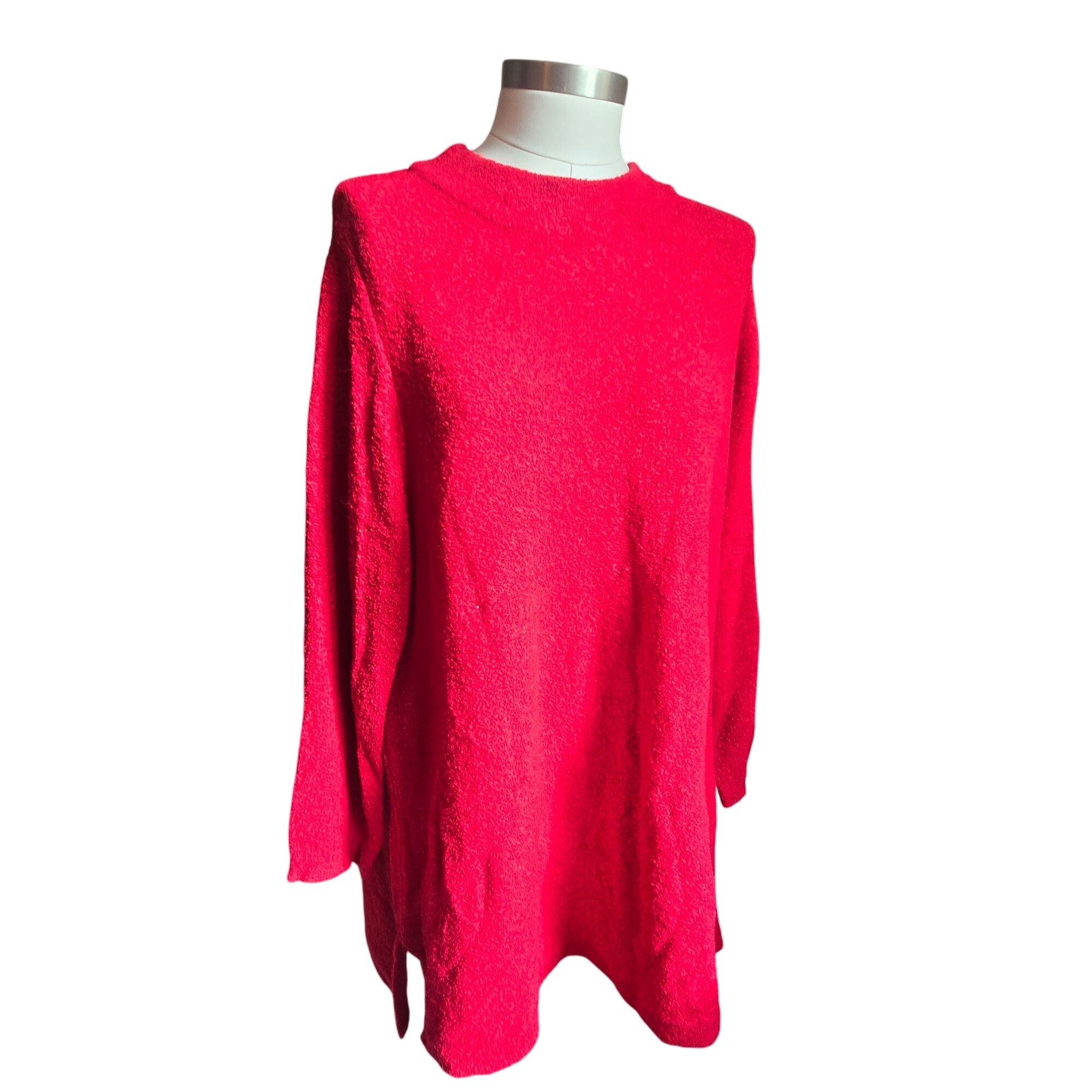 Other Catherines Red Sweater Bouclé Knit Mockneck Tunic Size 3X 26 Size 3XL / US 20-22 - 1 Thumbnail