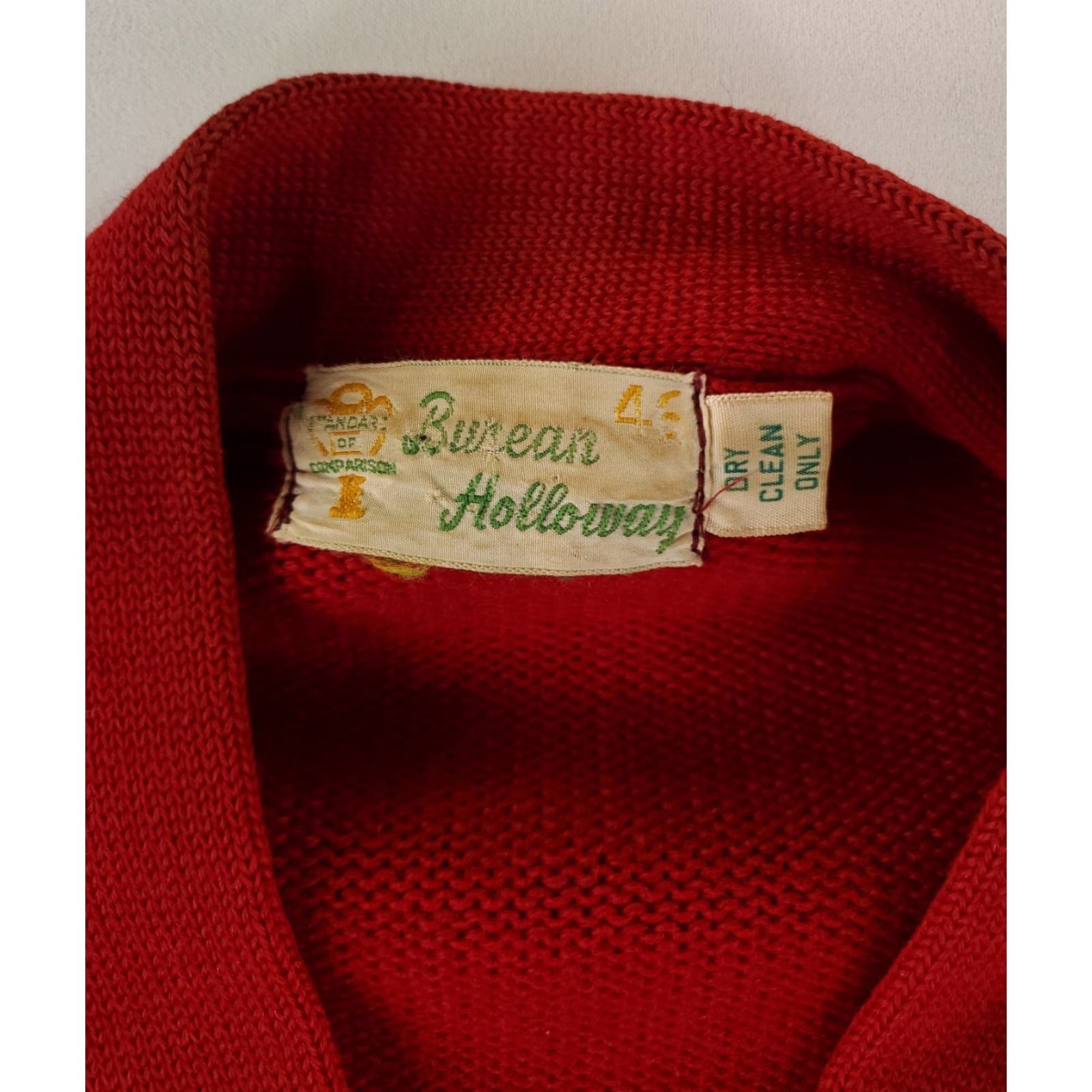 Holloway VINTAGE Burean Holloway Sweater Cardigan Wool VTG 50s 60s Red Mens XL Size US XL / EU 56 / 4 - 6 Thumbnail