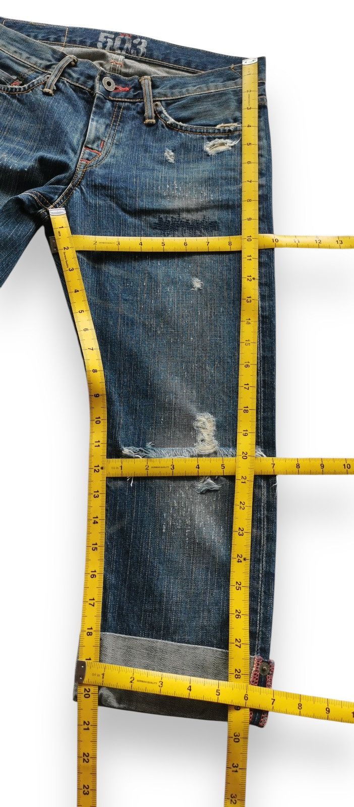 Miss Edwin 503 Cropped Distressed Denim Jeans Women Size 30