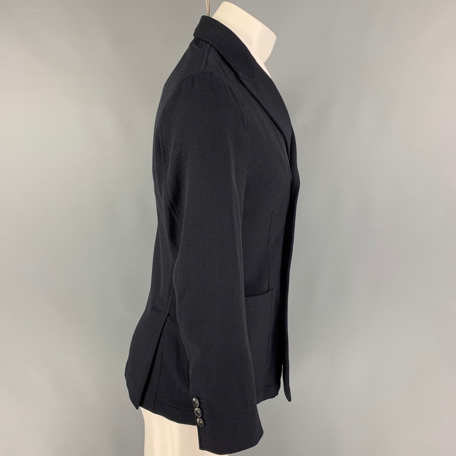 THE GIGI Navy Textured Cotton Blend Double Breasted Sport Coat Size 36R - 2 Thumbnail