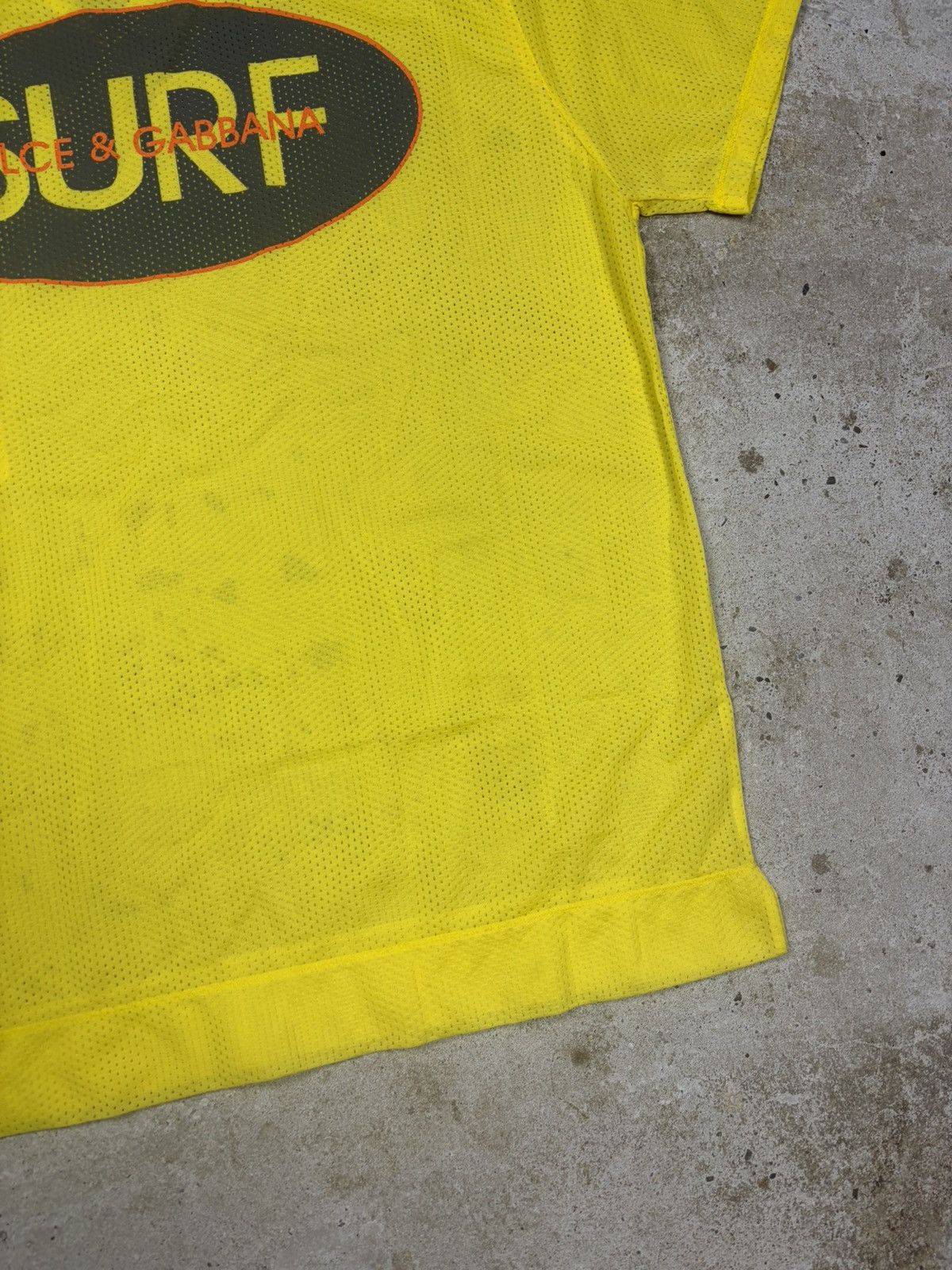 Dolce & Gabbana Vintage 90s Dolce & Gabbana Mare Yellow Surf Mesh T Shirt Size US XL / EU 56 / 4 - 12 Thumbnail