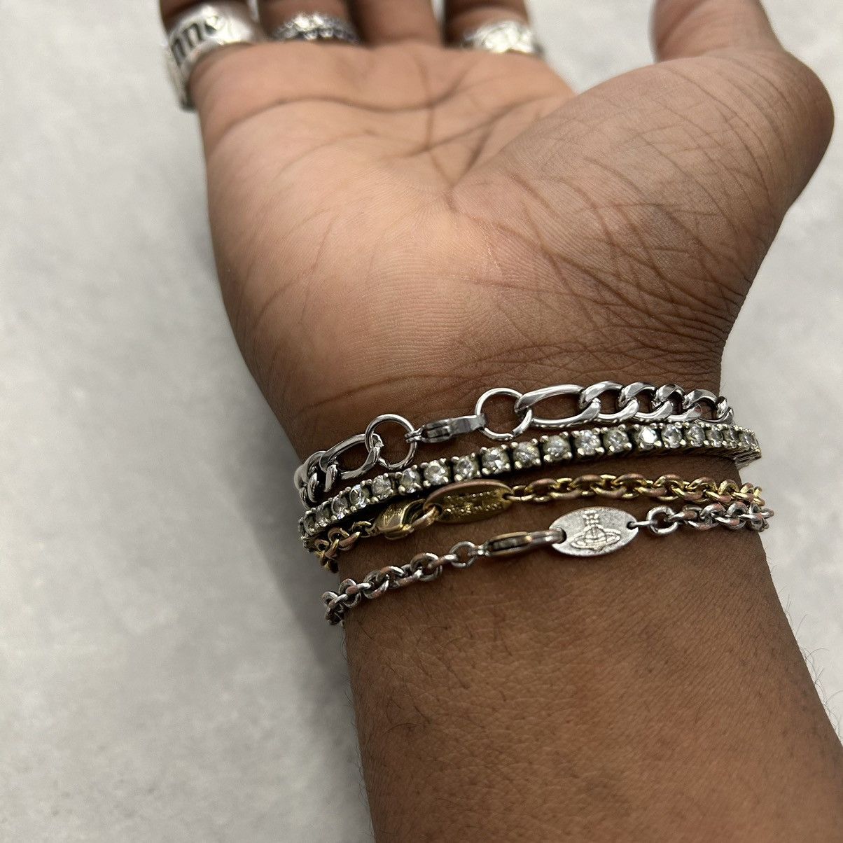 Vintage Y2K 2000s Figaro hip hop silver skater style bracelet Size ONE SIZE - 3 Thumbnail