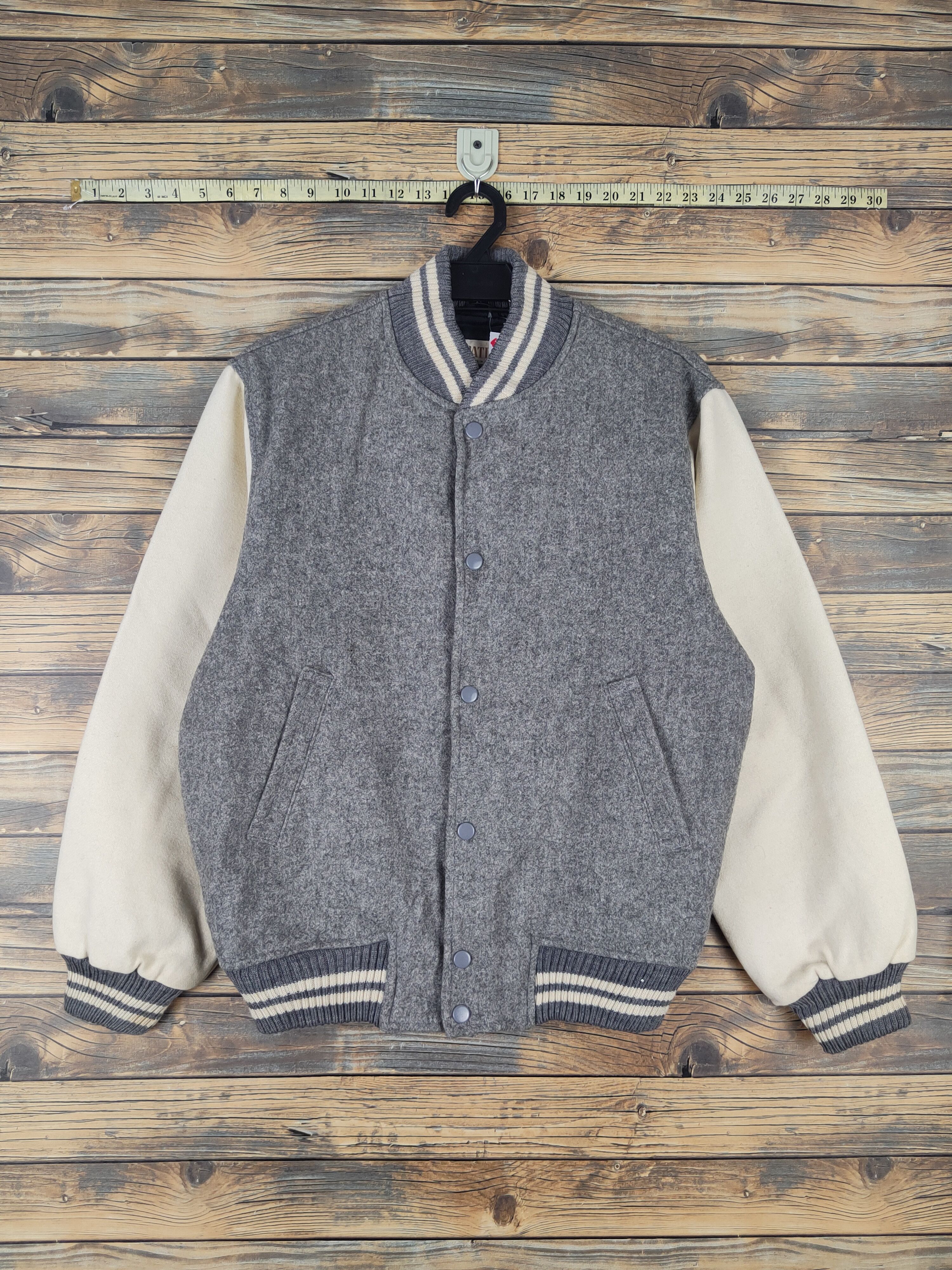 Japanese Brand Patina Gray Cream Varsity Jackets #W1074 Size US L / EU 52-54 / 3 - 1 Thumbnail