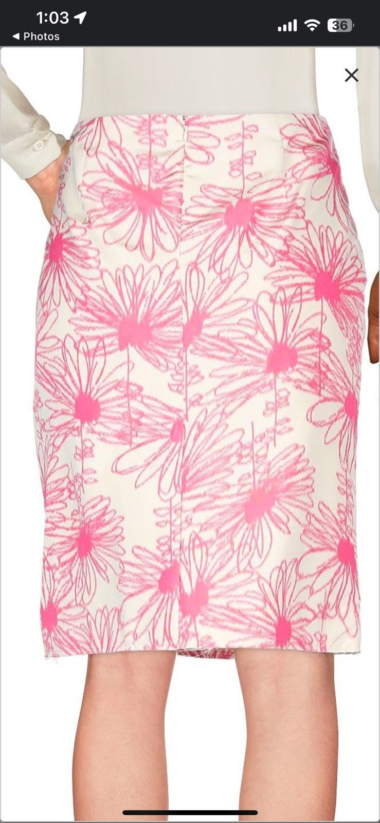 Calvin Klein 205W39NYC Pink/cream floral Calvin Klein 205W39NYC skirt size 6 Size 28" / US 6 / IT 42 - 3 Thumbnail