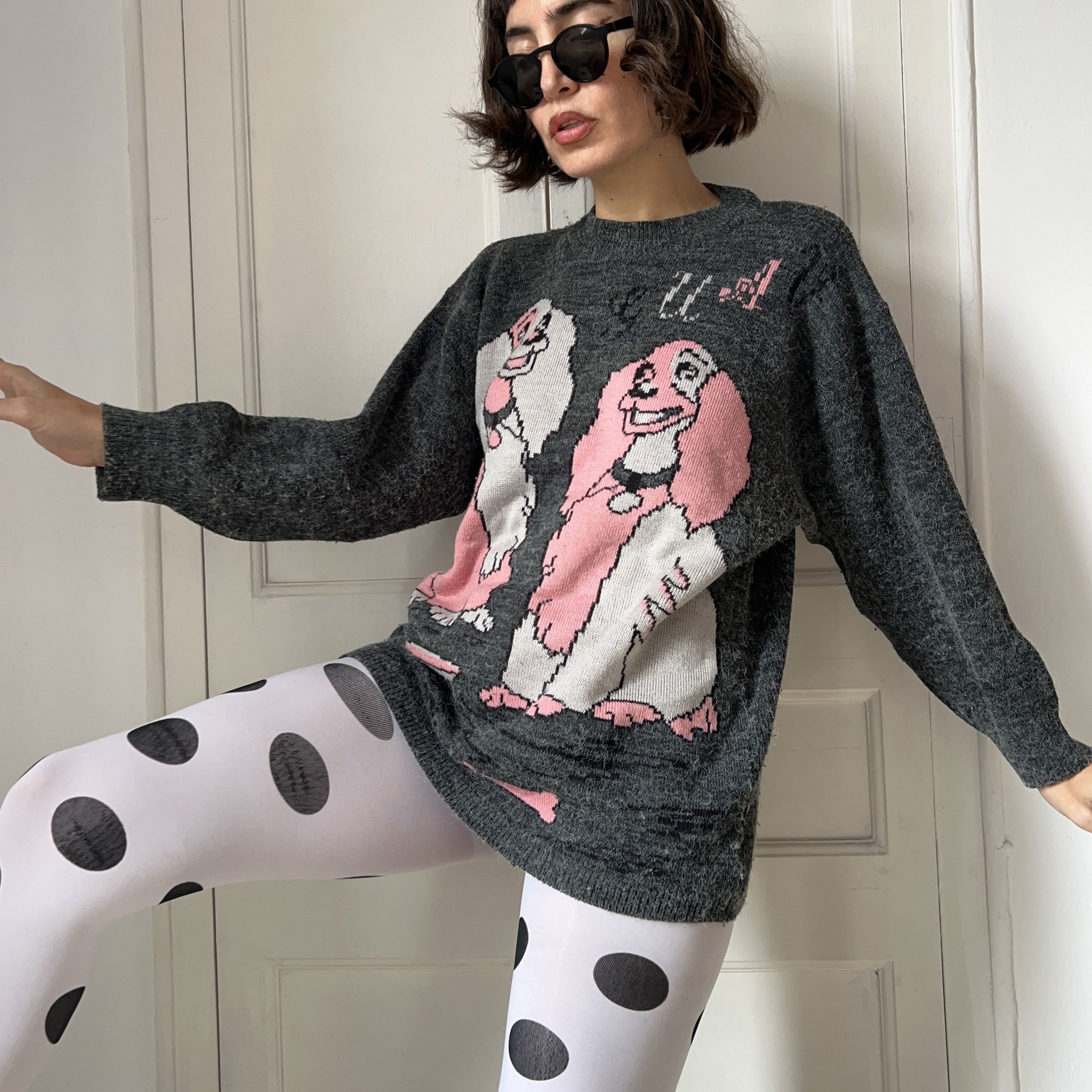 Vintage Vintage 90s Disney Lady & the Tramp Mohair Sweater Size L / US 10 / IT 46 - 6 Thumbnail