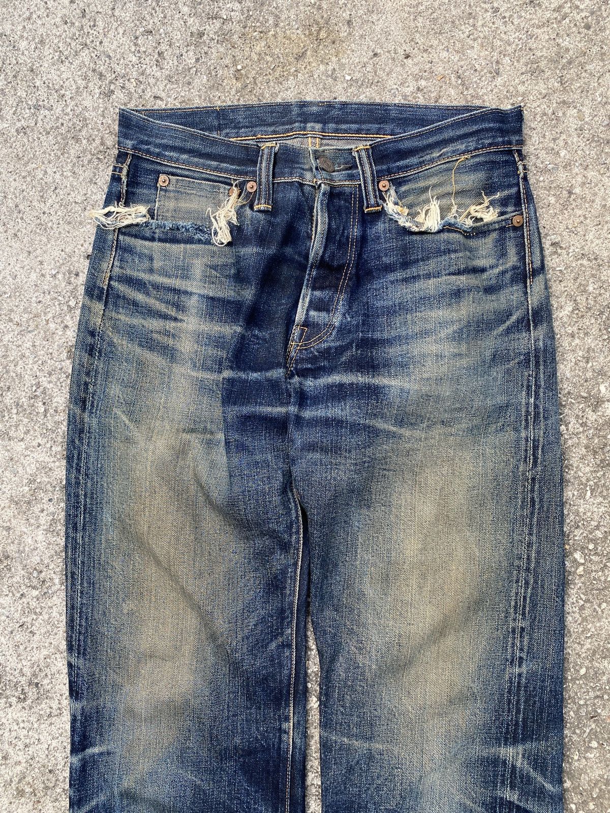 The Flat Head Lot 3005-22 The Flat Head Selvedge Honeycomb Distressed Size US 29 - 3 Thumbnail