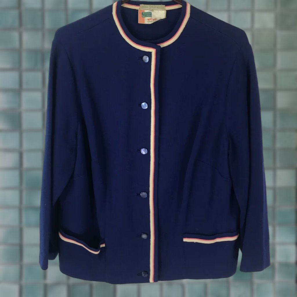 Vintage VINTAGE Reine Schurwolle Aviona Koblenzer Women Cardigan Sweater Blue Small - Button Front, Crew Neck, Pocket, Knit, Regular Fit, 100% Wolle Size S / US 4 / IT 40 - 1 Thumbnail