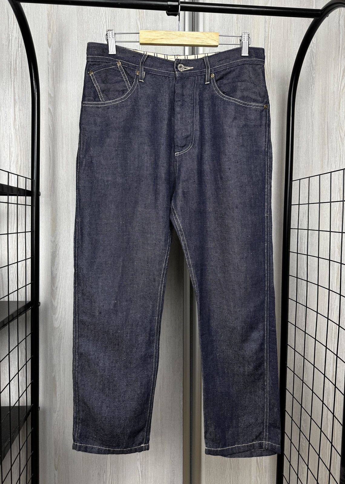 Vlas Blomme Vlas Blomme navy blue kortrijk linen size 1 Japan made jeans Size US 31 - 2 Thumbnail
