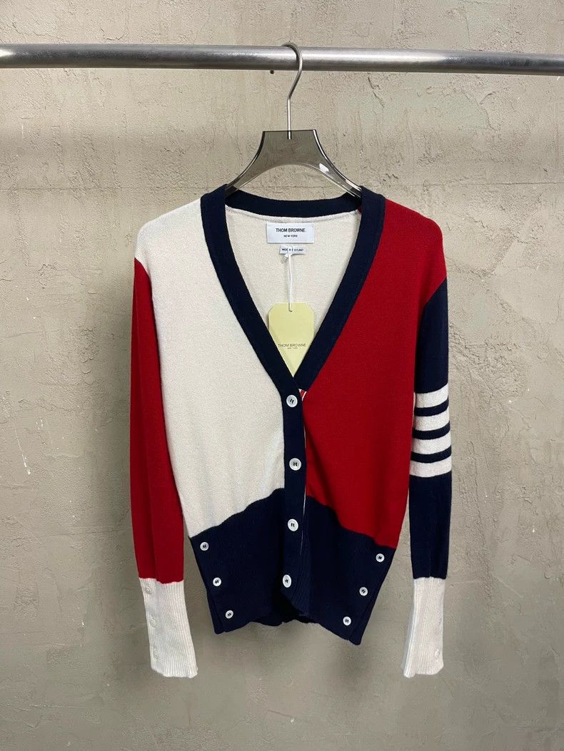 Thom Browne Thom Browne Milky red and blue four stripe cashmere sweate Size M / US 6-8 / IT 42-44 - 1 Thumbnail
