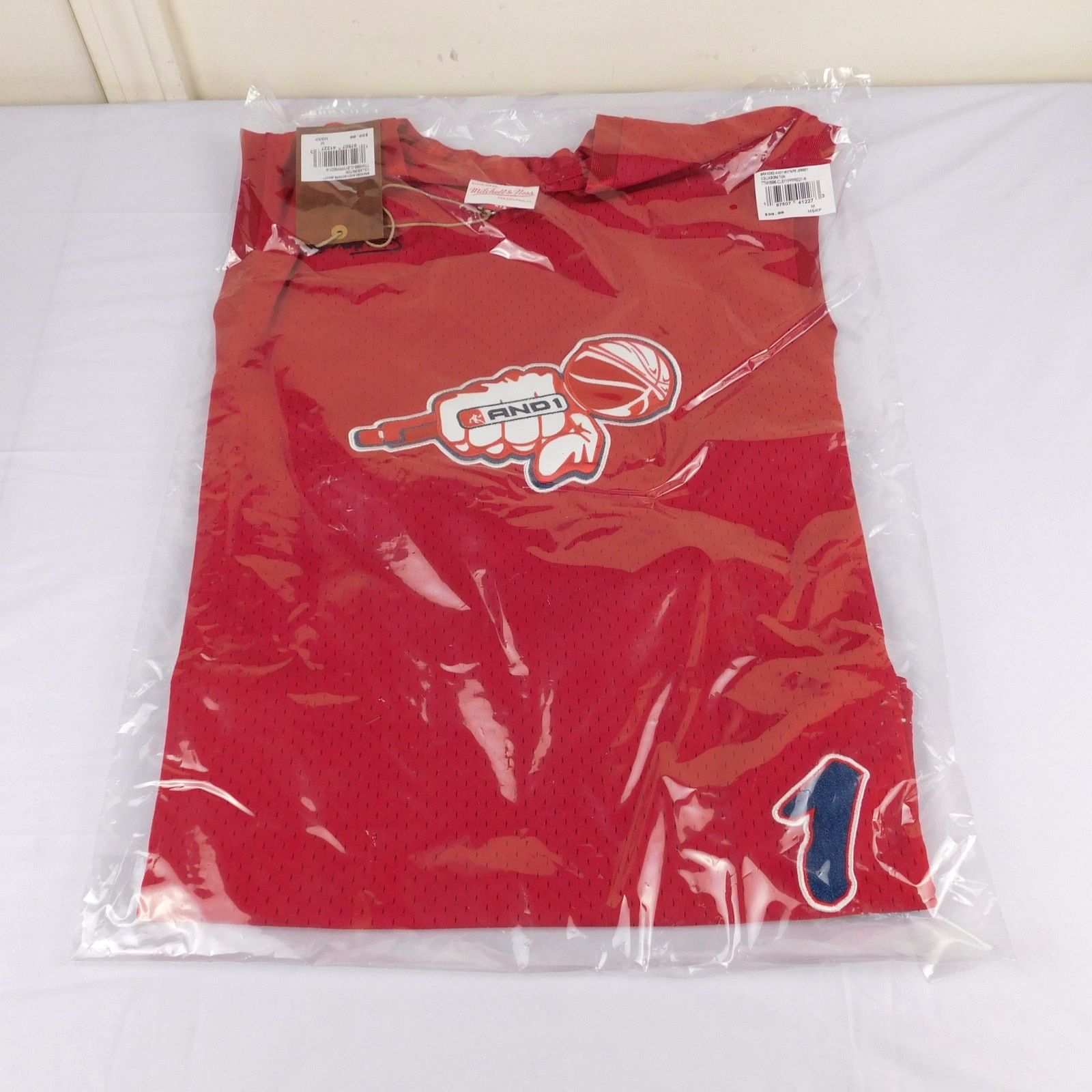 Mitchell & Ness AND1 Mixtape Jersey Size M Streetball Red Navy Denim NWT Size US M / EU 48-50 / 2 - 9 Thumbnail