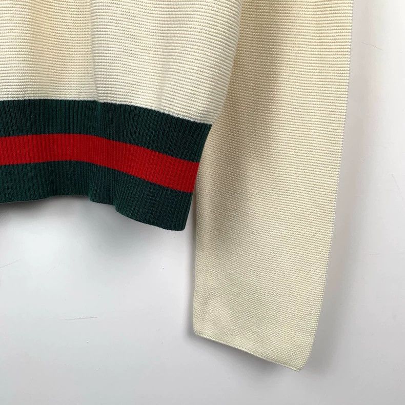 Gucci Gucci Little bee embroidery striped trim beige round-neck l Size US L / EU 52-54 / 3 - 4 Thumbnail