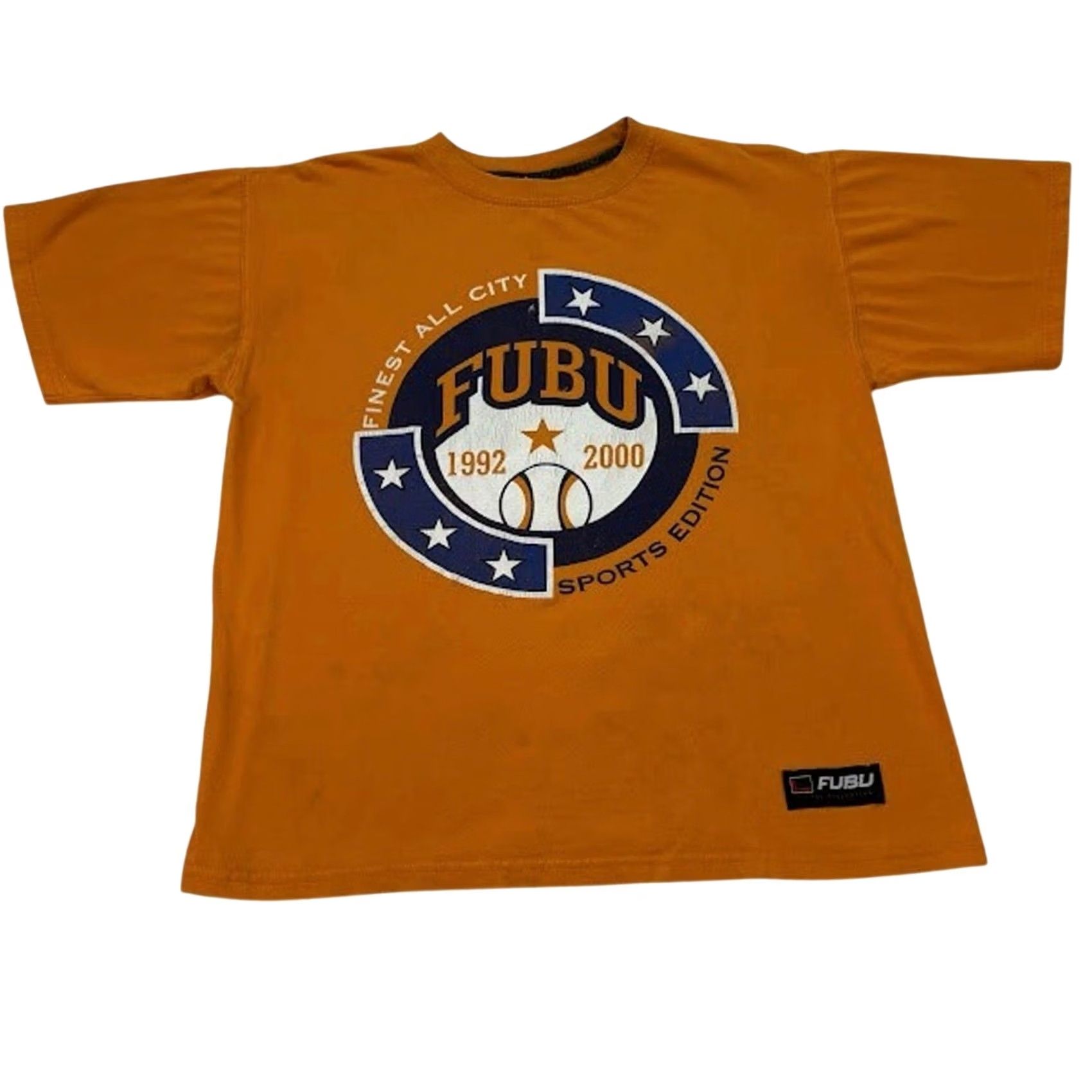 Fubu VINTAGE FUBU Orange T-Shirt Sports Edition XL Crew Neck Graphic Print Mens 90s Hip Hop Size US XL / EU 56 / 4 - 2 Thumbnail