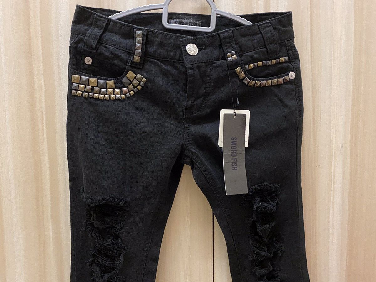 Japanese Brand Swordfish Studded Distressed Skinny Jeans Size 28" / US 6 / IT 42 - 3 Thumbnail