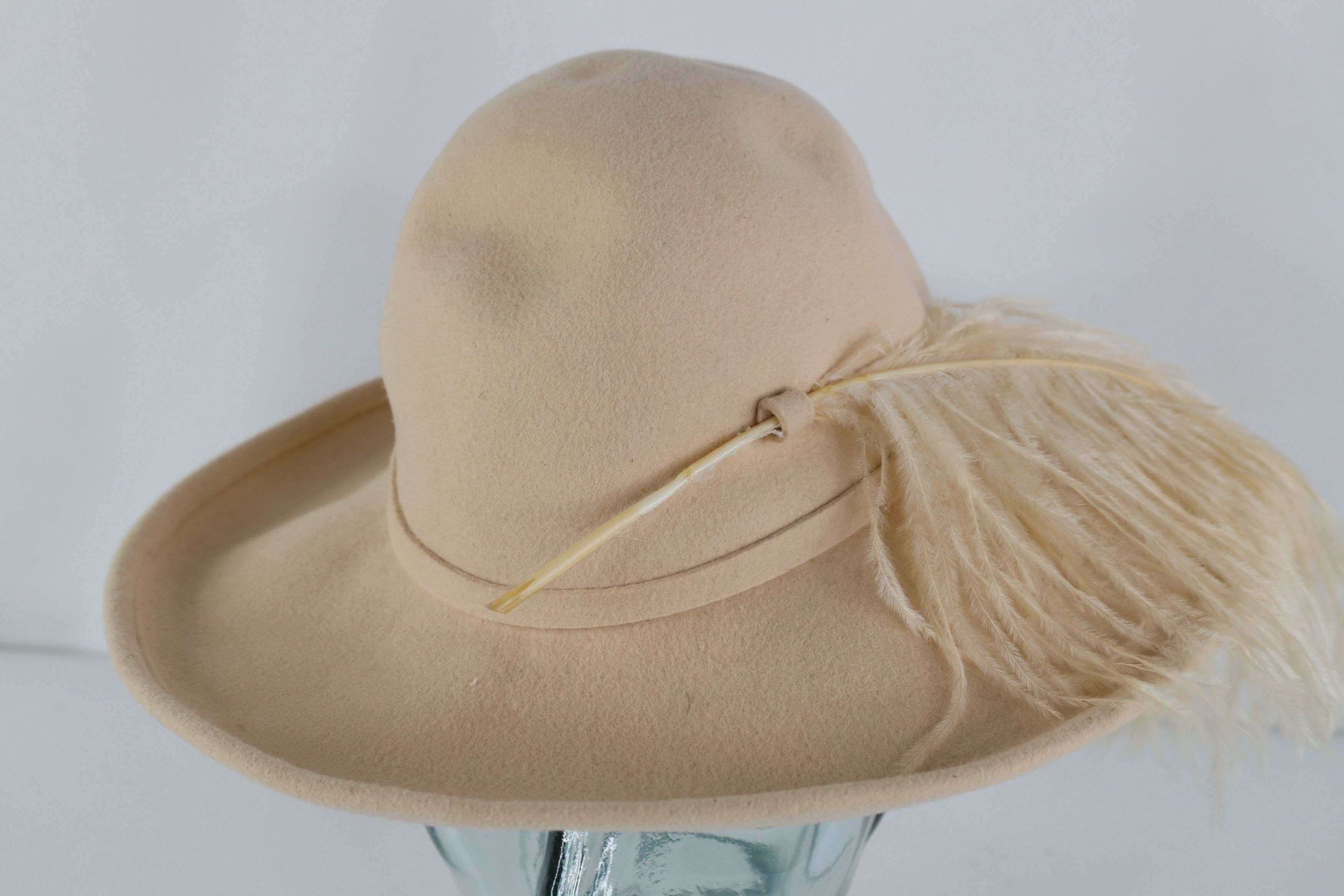 Vintage Vintage 60s Streetwear Wool Felt Ostrich Plume Feather Hat Size ONE SIZE - 1 Thumbnail