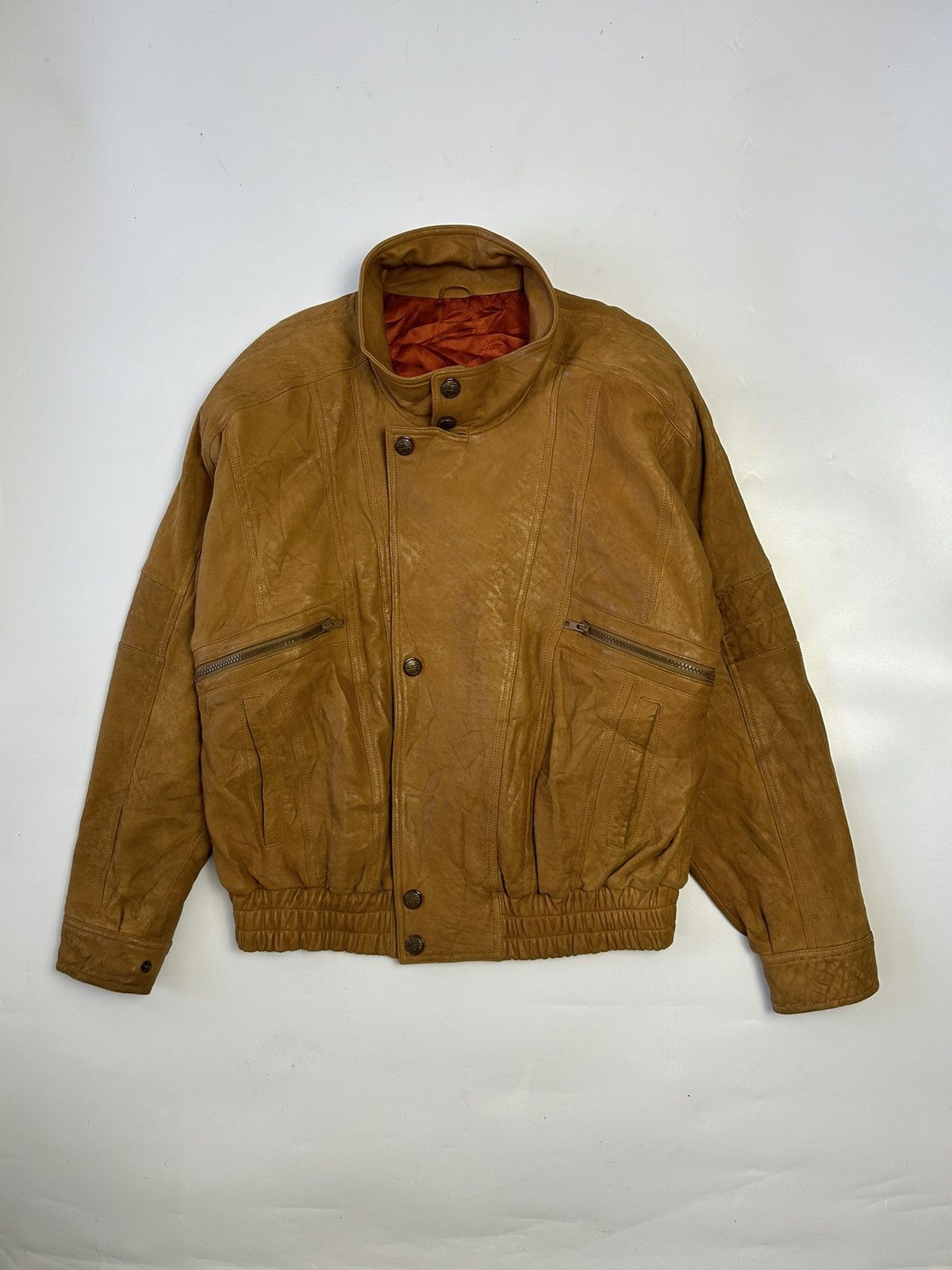 Genuine Leather × Leather × Vintage LEATHER BROWN BOMBER JACKET Size US M / EU 48-50 / 2 - 1 Thumbnail