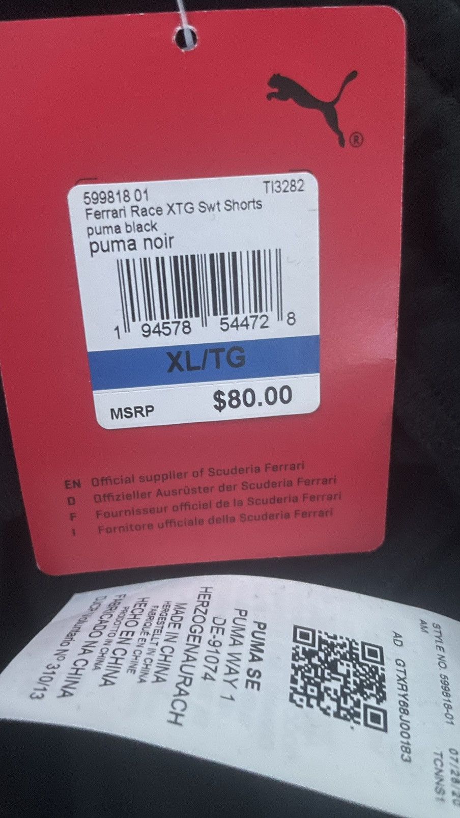 Ferrari × Puma Puma Ferrari Race XTG Swt Shorts Black Size US 42 / EU 58 - 8 Thumbnail