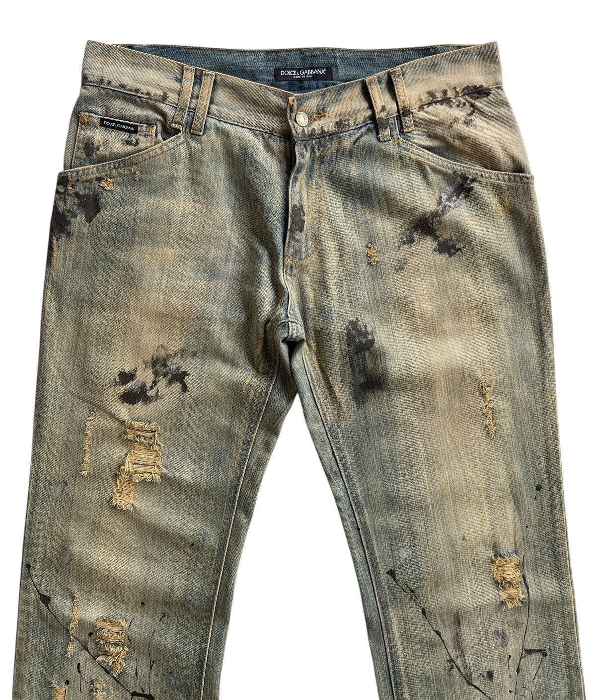 Dolce & Gabbana D&G Paint Splatted Distressed Pattern Denim Size US 35 - 3 Thumbnail