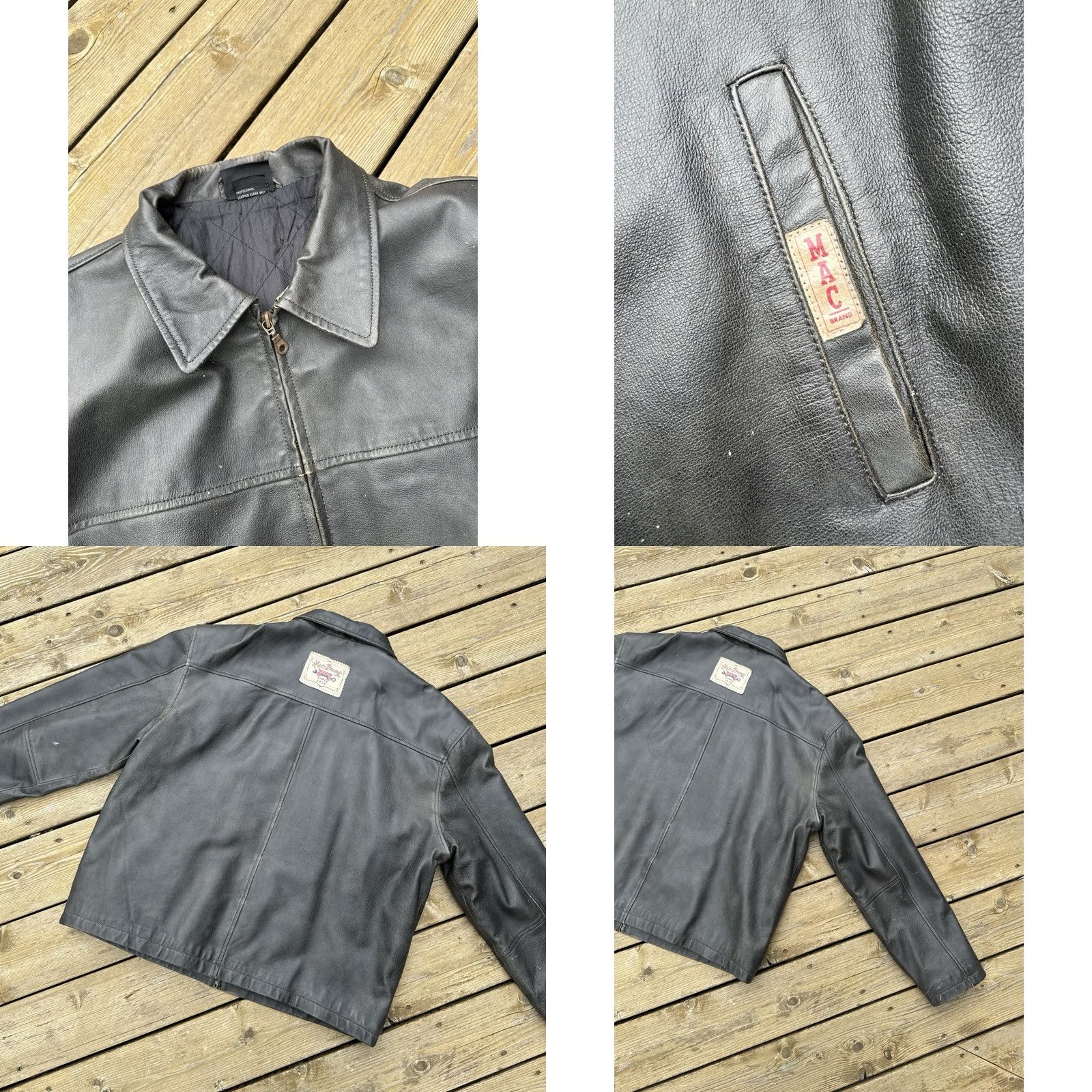 Vintage MAC Tools Leather Jacket Black Zip Coat Quilted Lined Workwear Men’s XL Bomber Jacket Size US XL / EU 56 / 4 - 8 Thumbnail