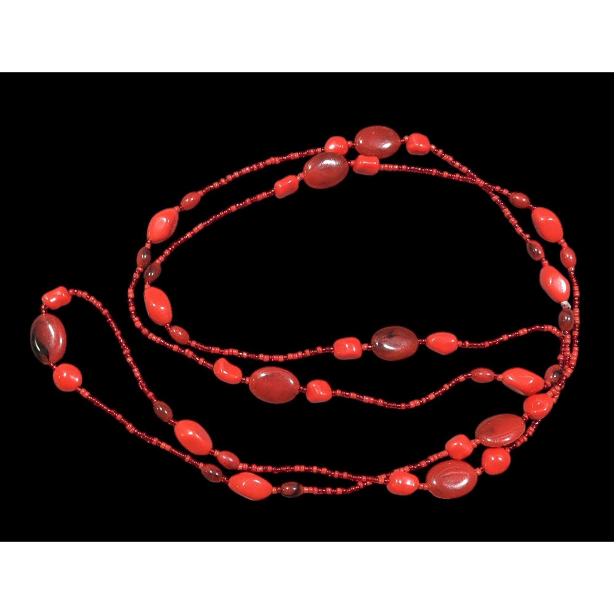 Other Bold Red Glass And Acrylic Beaded Opera Necklace Size ONE SIZE - 1 Thumbnail