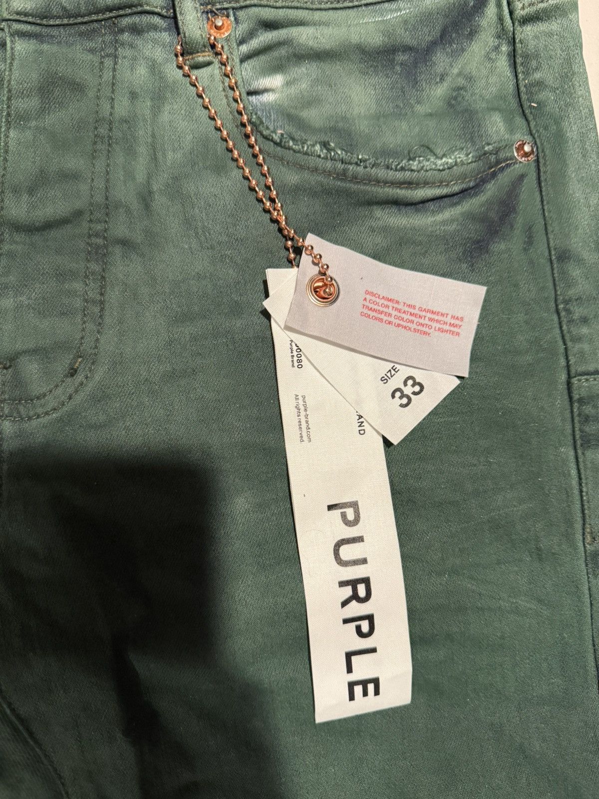 Purple Brand green on light blue slightly distressed | purple brand jeans Size US 33 - 3 Thumbnail