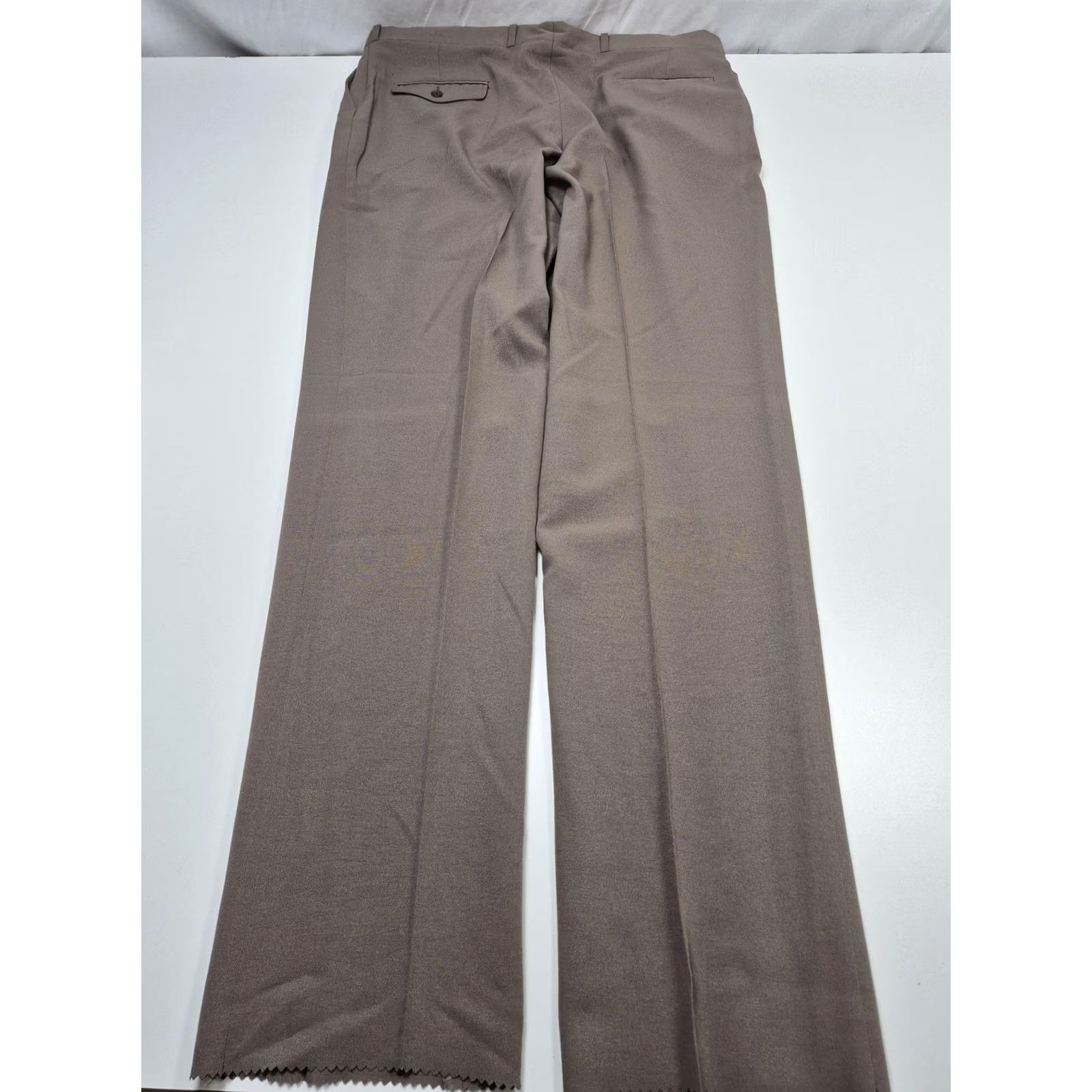 Vintage VTG Racquet Club Dress Pants Men's 40x36 Beige Wool Pleated Straight Unhemmed Size US 40 / EU 56 - 4 Thumbnail