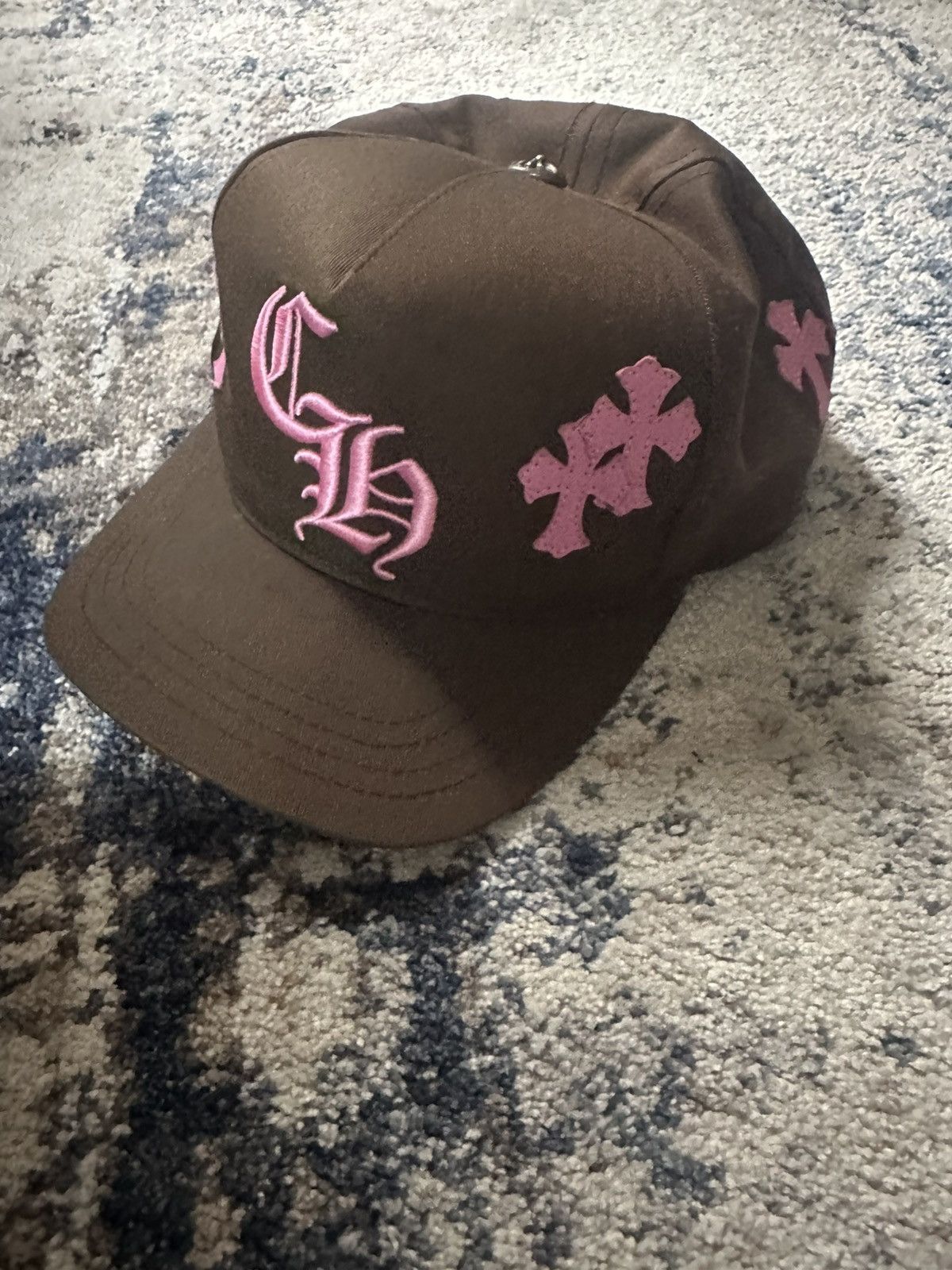 Chrome Hearts CH Embroidered Pink Cross Patch Brown Cap display picture 1