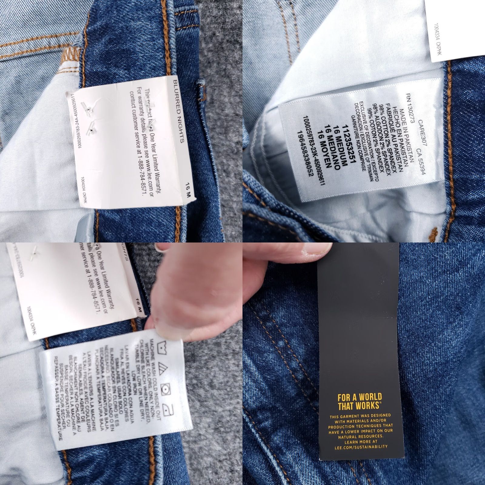 Lee Lee Jeans Womens 16 Blue Slim Straight Denim Stretch Heritage Blurred Nights NEW Size 38" / US 16 / IT 52 - 9 Thumbnail