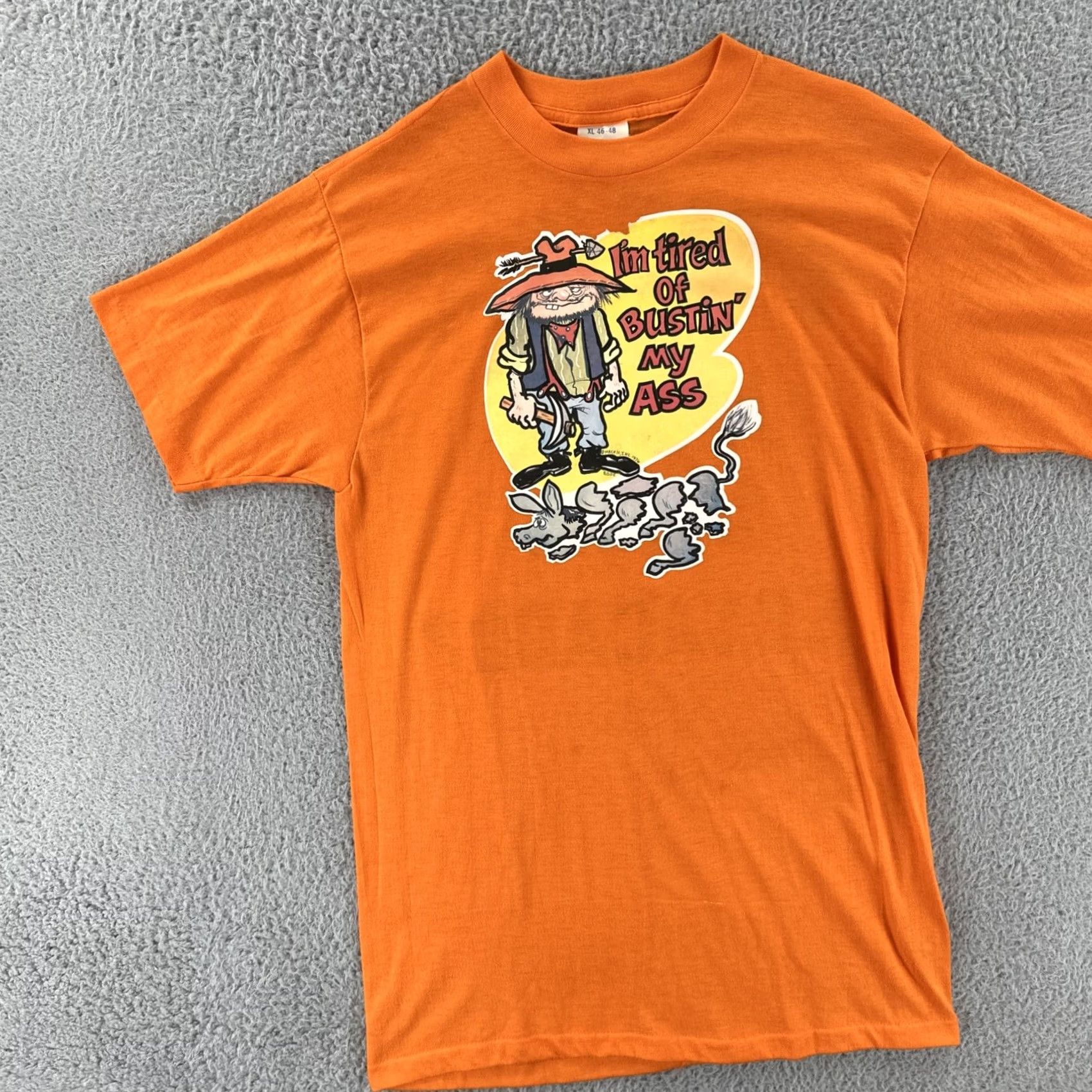 Vintage VINTAGE Unbranded T-Shirt XL Orange 50/50 Kodel Polyester Cotton Crew Neck Short Sleeve Mens 70s 80s Made in USA EUC Size US XL / EU 56 / 4 - 3 Thumbnail