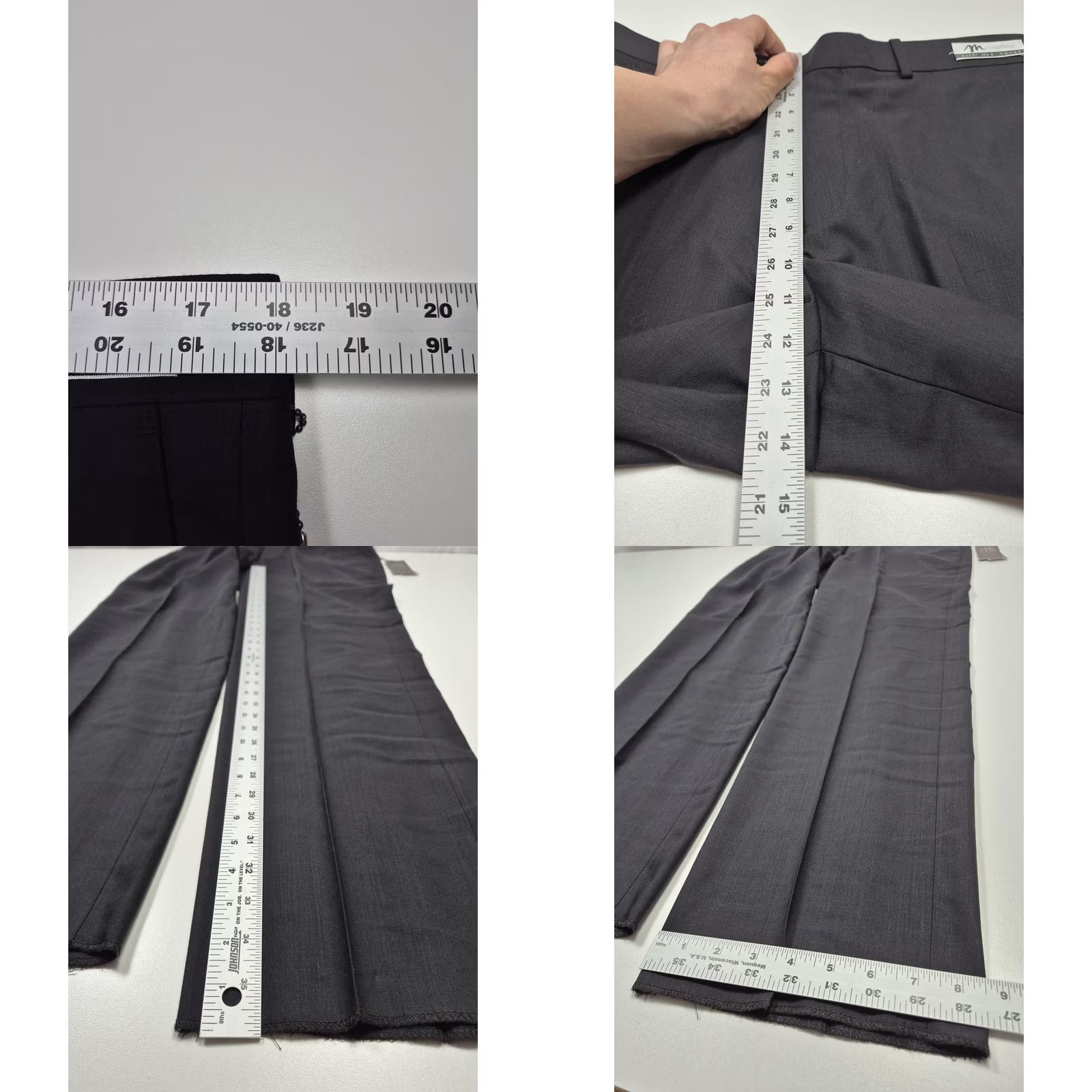 Vintage Montefino Dress Pants Mens 36x36 Black Wool Flat Front Unhemmed Super 120's NWT Size US 36 / EU 52 - 8 Thumbnail