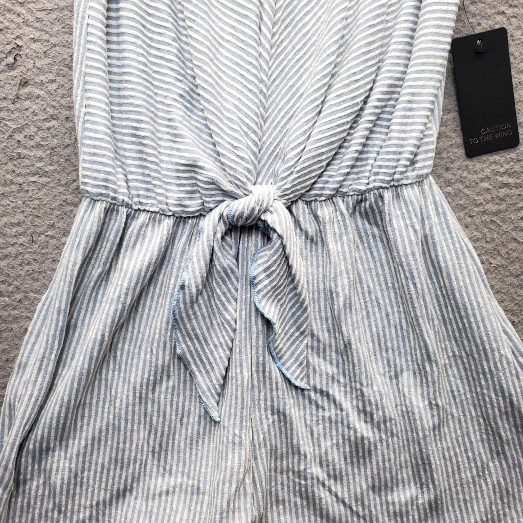 Vintage Caution To The Wind Romper Womens Small Multi Striped Rayon Stretch Tie Waist Size 28" / US 6 / IT 42 - 3 Thumbnail