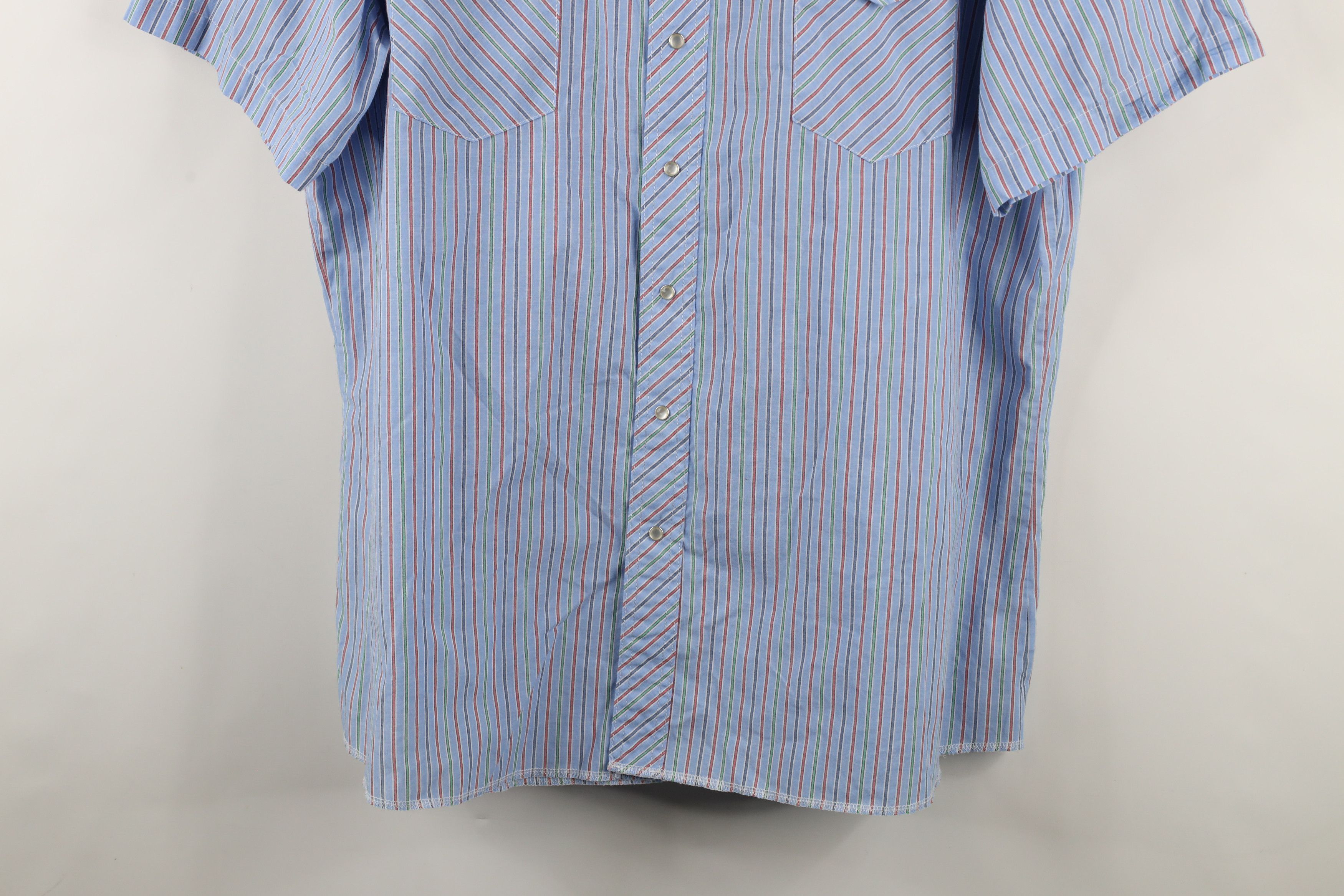 Vintage × Wrangler Vintage 90s Wrangler Striped Western Snap Button Shirt Size US XXL / EU 58 / 5 - 3 Thumbnail