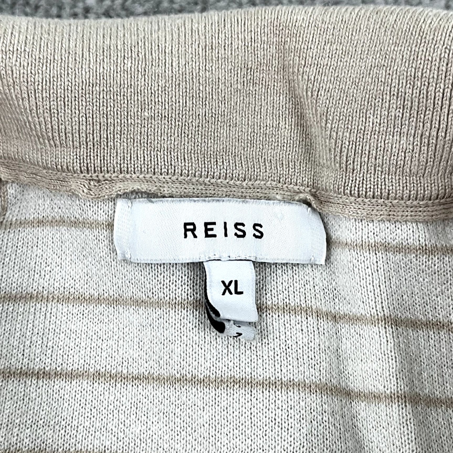 Reiss REISS Shirt Men L/XL Brown White Striped Zip Collar Preppy Old Money Jumper Polo Mens Size US XL / EU 56 / 4 - 2 Thumbnail