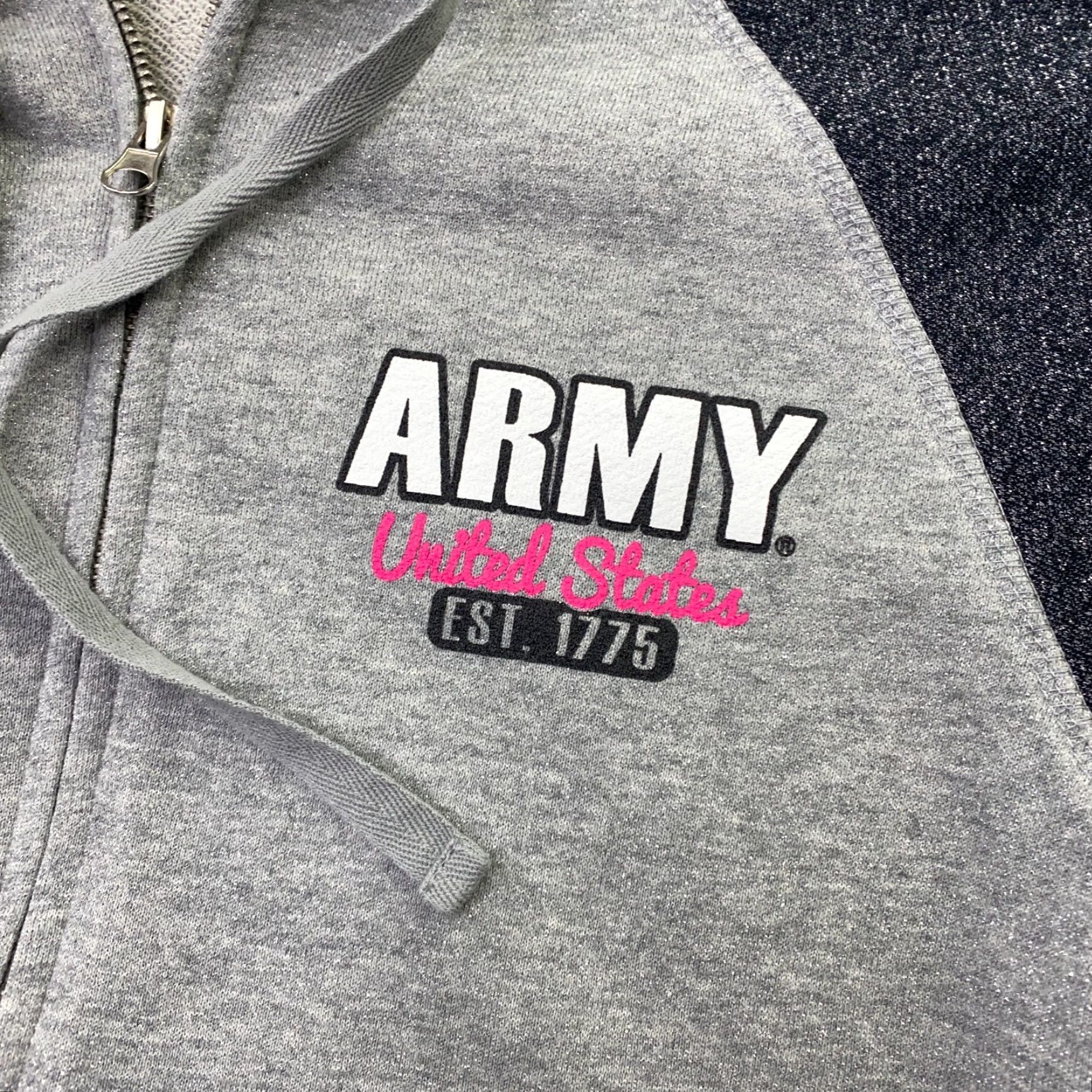 Vintage J. America Mens Hoodie Small Gray Army Full Zip Sweatshirt Hooded Size US S / EU 44-46 / 1 - 4 Thumbnail