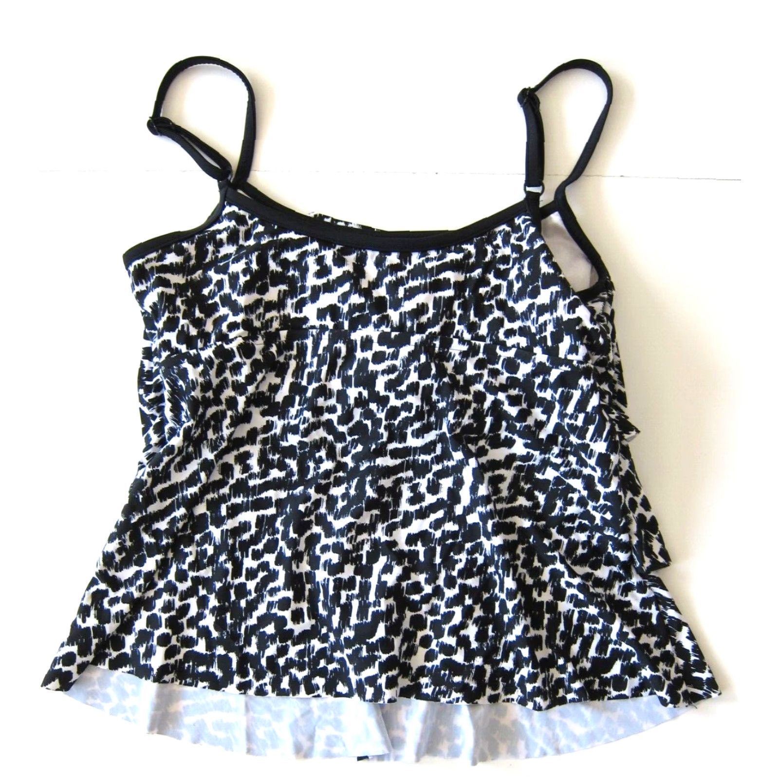 Vintage VINTAGE Maxine Of Hollywood Black White Polka Dot Ruffle Built In Bra Tankini Top 12 Size XL / US 12-14 / IT 48-50 - 2 Thumbnail