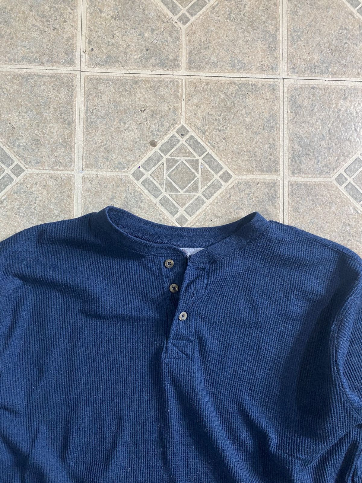 Other Vintage Y2K waffle knit thermal long sleeve Henley blue Size US XL / EU 56 / 4 - 2 Thumbnail