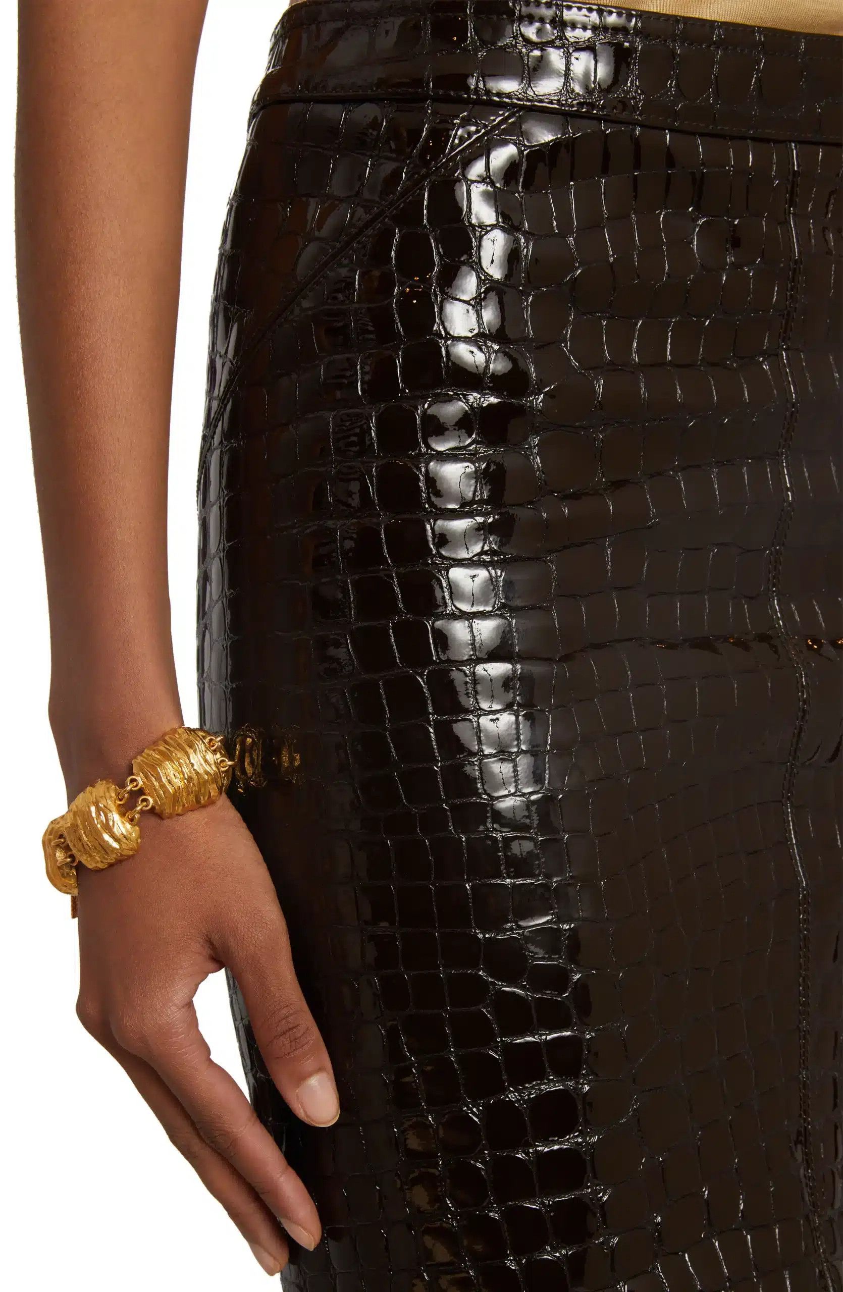 Tom Ford o1loc1c0425 GCL871 Goat Leather Skirt in Chocolate Brown Size 25" / US 0 / IT 36 - 2 Thumbnail