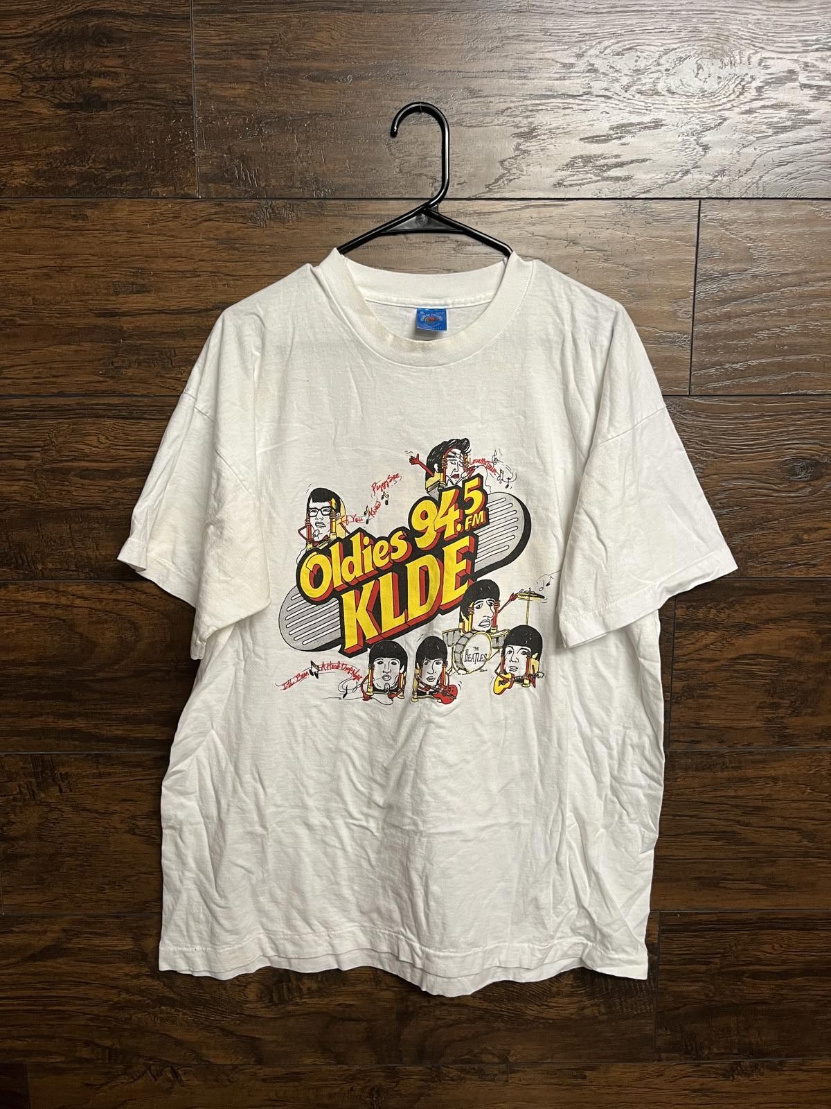 VTG Radio Art T-shirt Oldies 94.5 FM KLDE The Beatles Tee XL