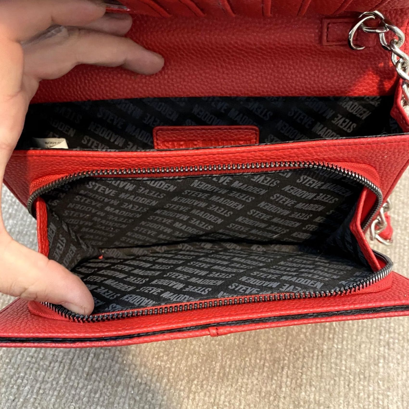 Steve Madden Steve Madden Bag Crossbody Small Womens Red Polyurethane Wallet Chain Strap Size ONE SIZE - 7 Thumbnail