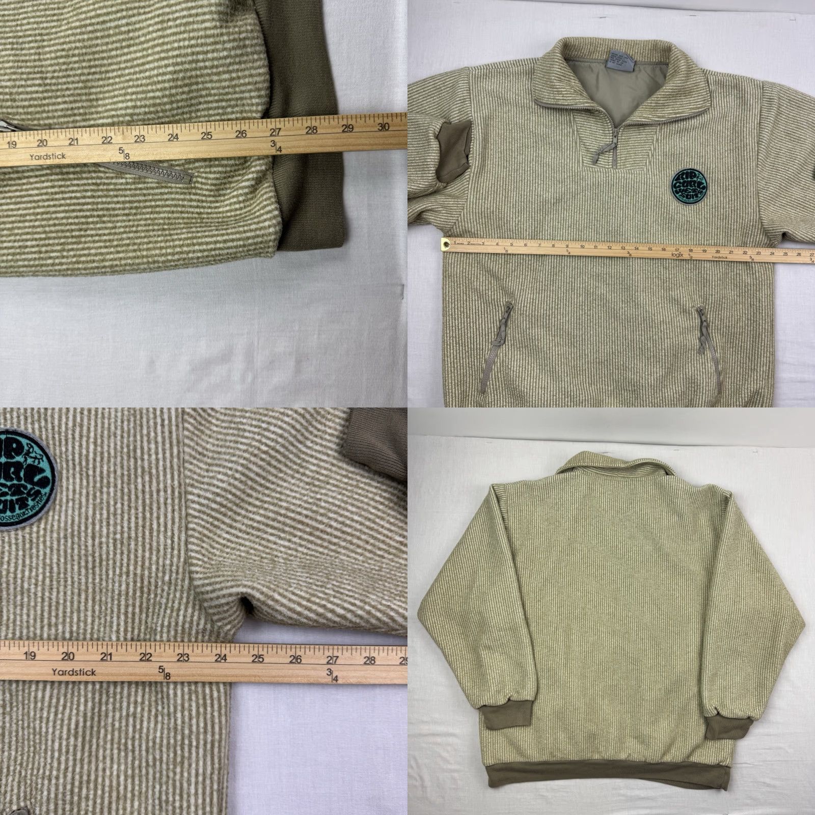 Rip Curl VINTAGE Rip Curl Fleece Quarter Zip Pullover Jacket Adult Large Striped Beige 80s Surf Mens Size US L / EU 52-54 / 3 - 8 Thumbnail